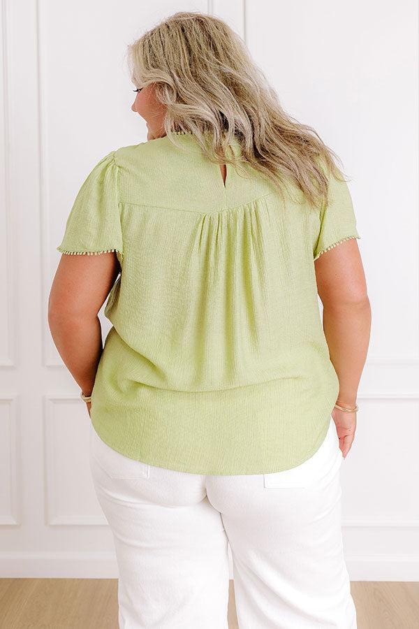Easy Going Lace Top in Lime Punch Curves Product Image