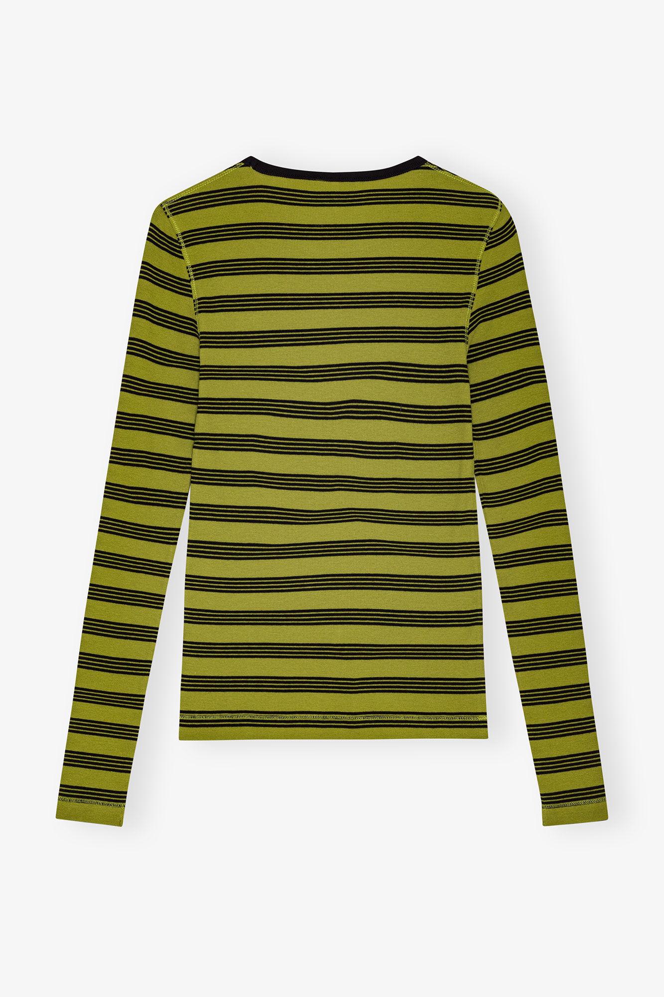 Striped Soft Cotton Rib Long Sleeve T-Shirt Product Image