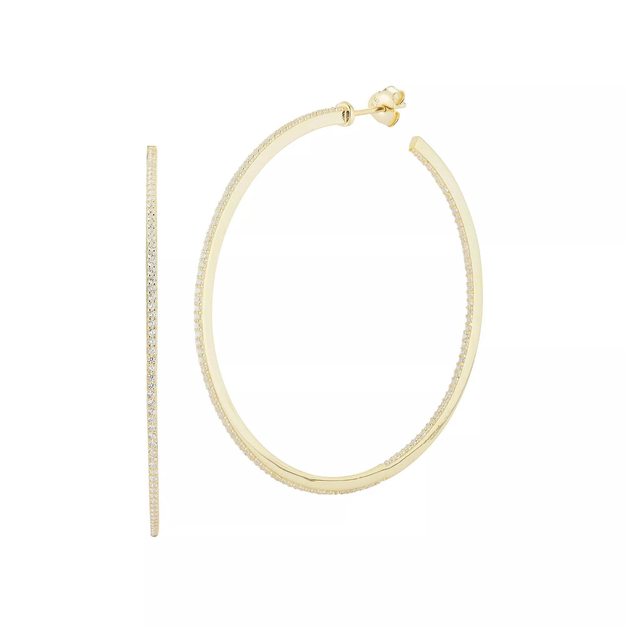 Sunkissed Sterling Cubic Zirconia Inside Out Extra Large Hoop Earrings, Women's, Gold Tone Product Image