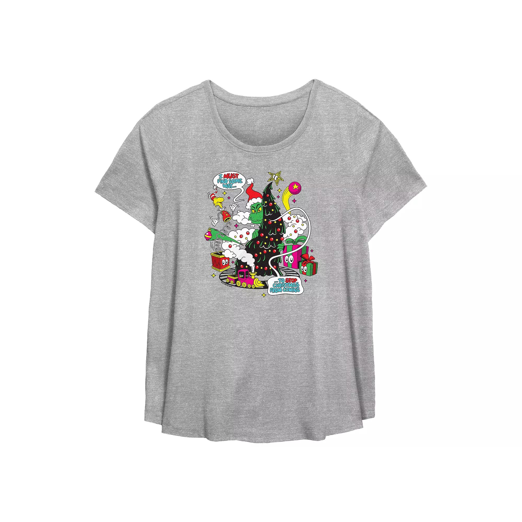 Plus Size Dr. Seuss Grinch Must Find A Way Flowy Graphic Tee, Women's, Size: 2XL, Grey Gray Product Image