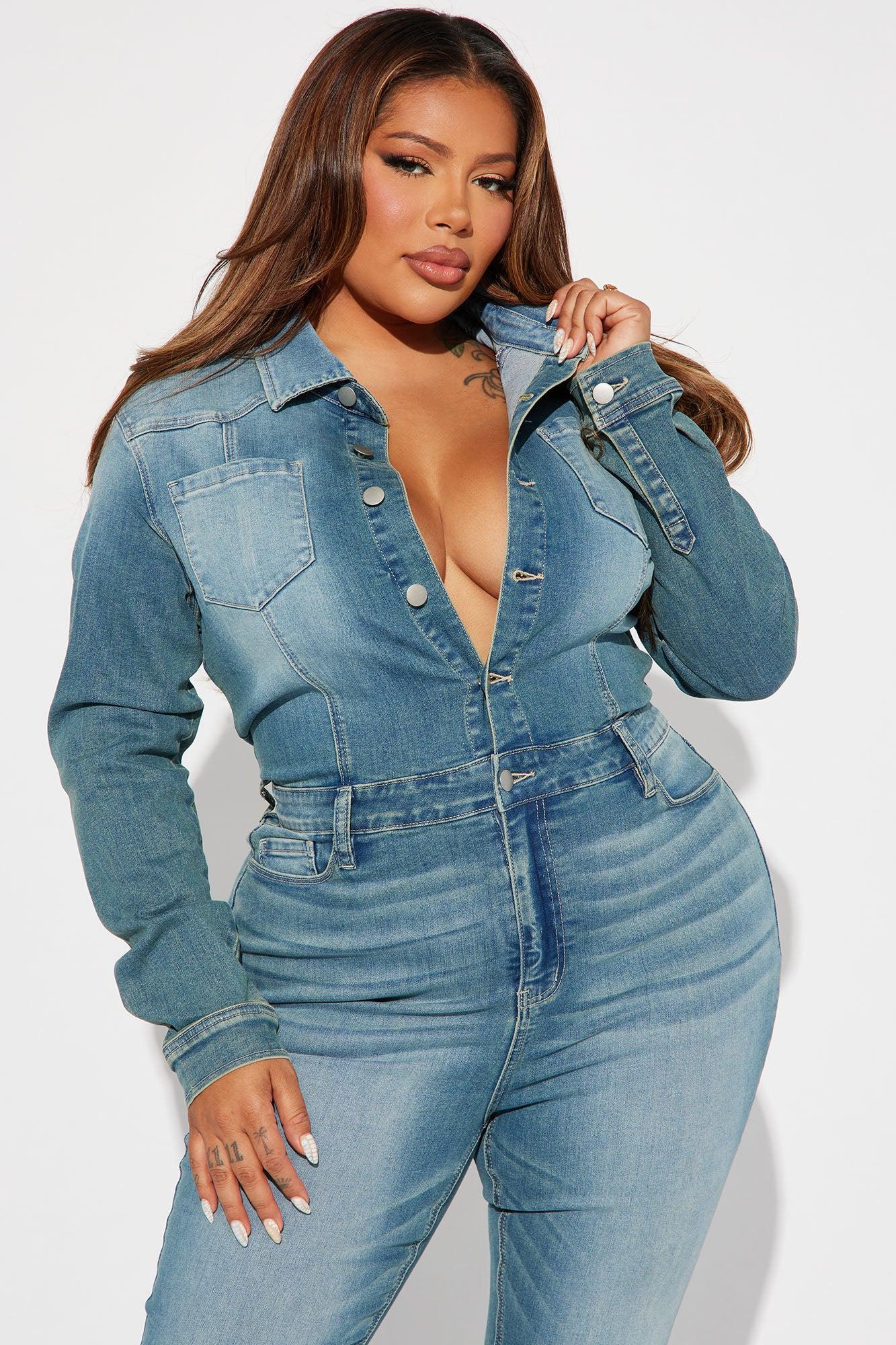 Playing Games Denim Jumpsuit - Denim Product Image