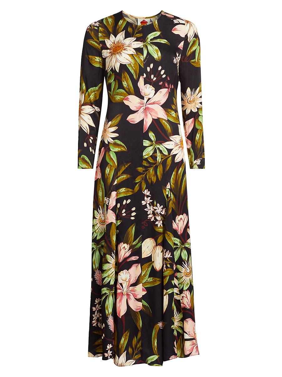 Womens Surreal Flowers Long-Sleeve Midi-Dress Product Image