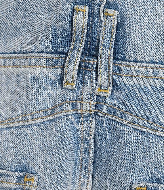 Free People We The Free Good Luck Denim Square Neck Barrel Leg Overalls Product Image