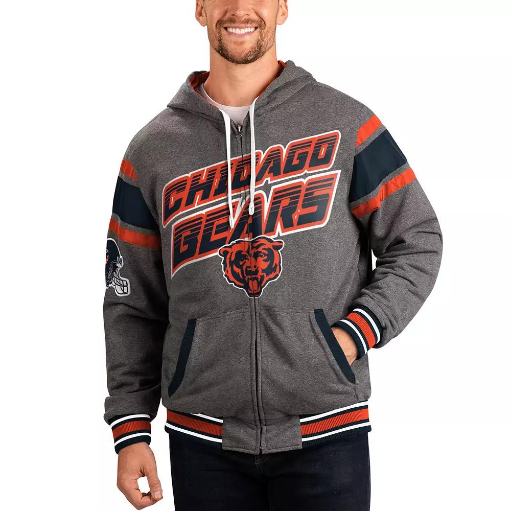 Men's G-III Sports by Carl Banks Navy/Gray Chicago Bears Extreme Full Back Reversible Hoodie Full-Zip Jacket,  Product Image