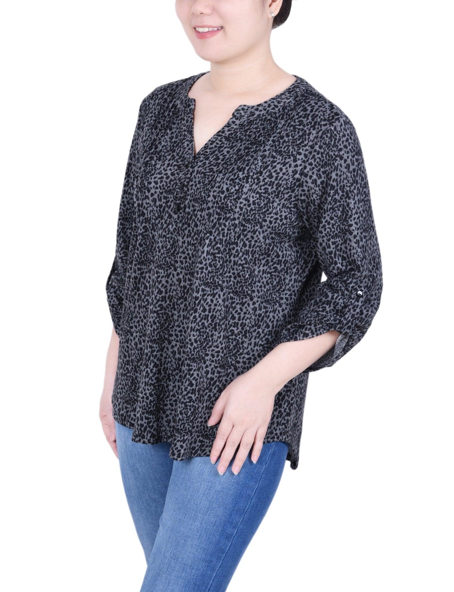 3/4 Length Roll Sleeve Top - Petite Product Image