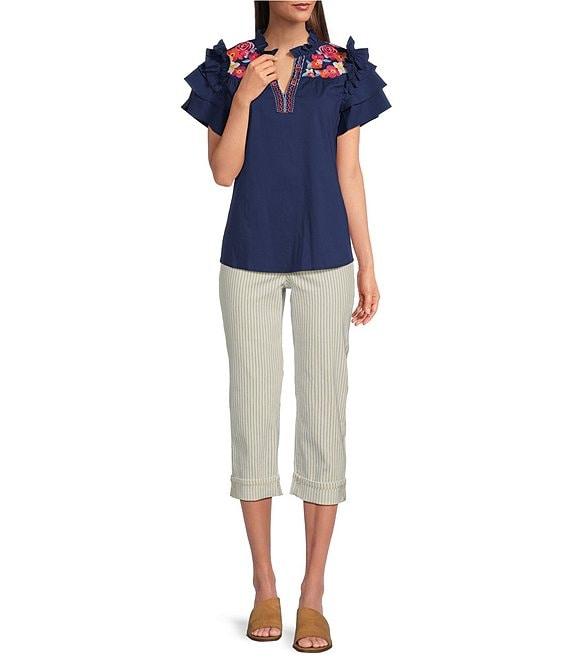 NYDJ Marilyn Lift Tuck® Technology Straight Leg Side Button Cropped Jeans Product Image