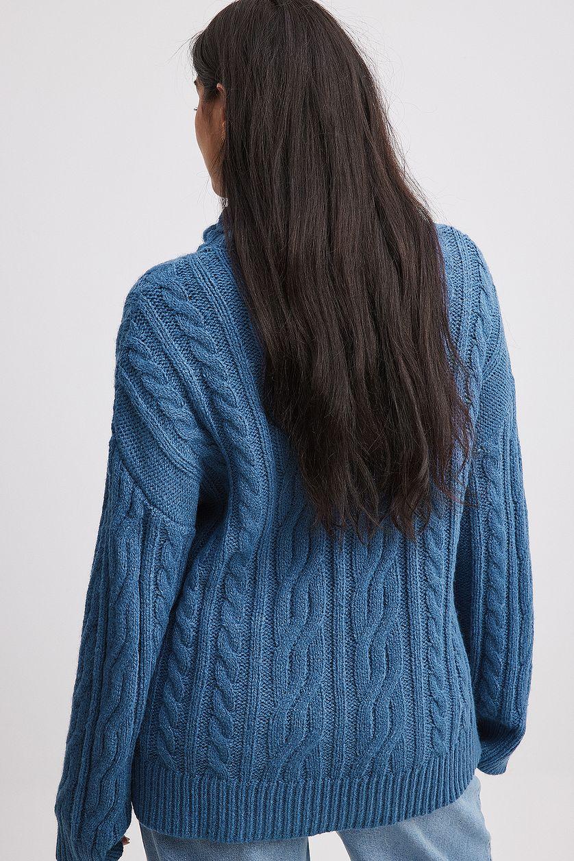 Turtleneck Knitted Cable Sweater Product Image