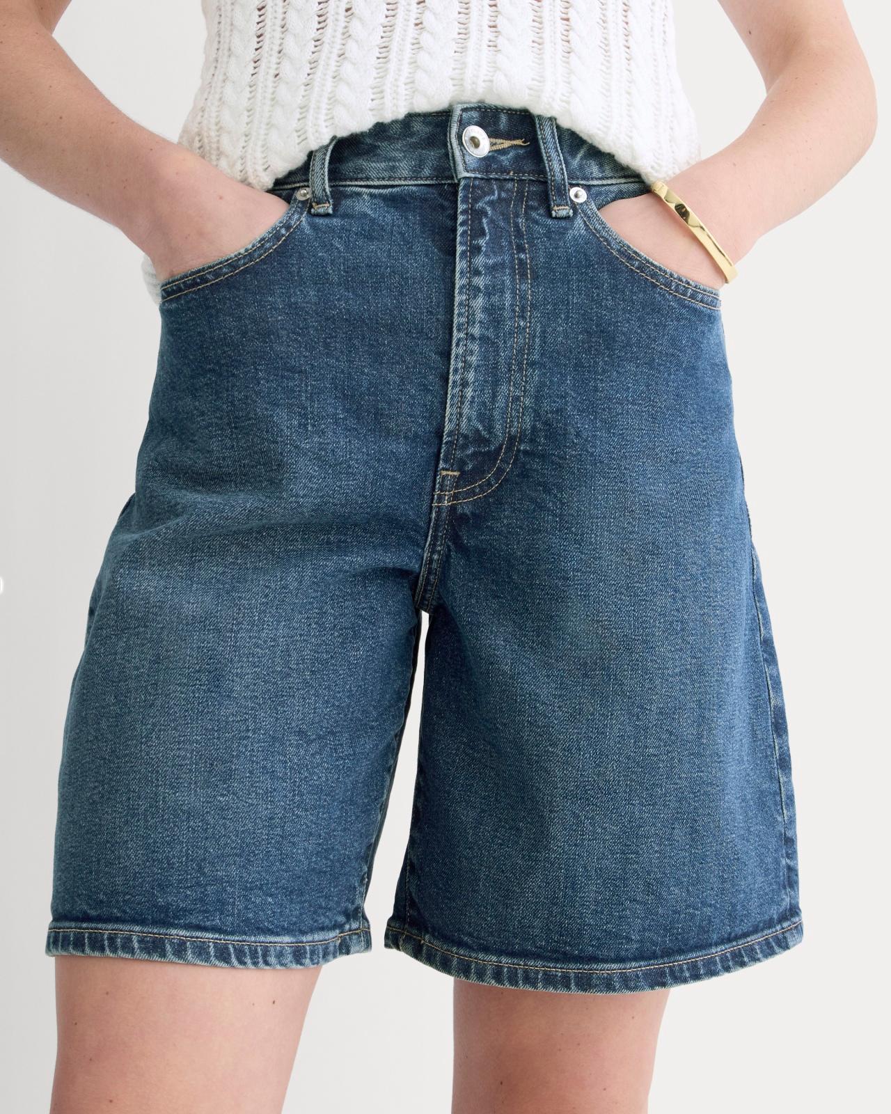 The Long A-Line Denim Short Product Image