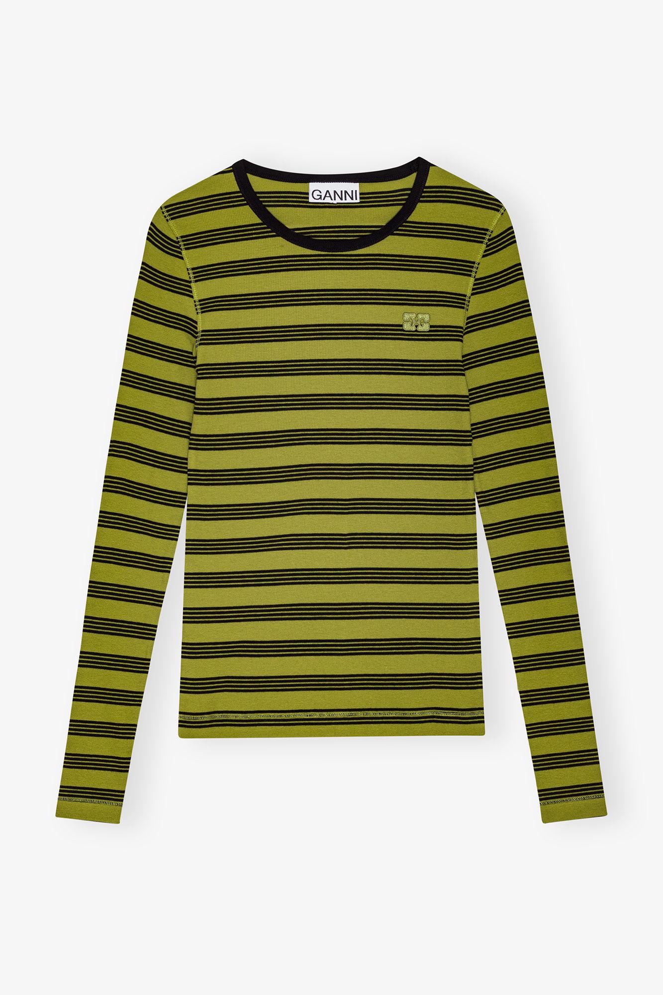 Striped Soft Cotton Rib Long Sleeve T-Shirt Product Image