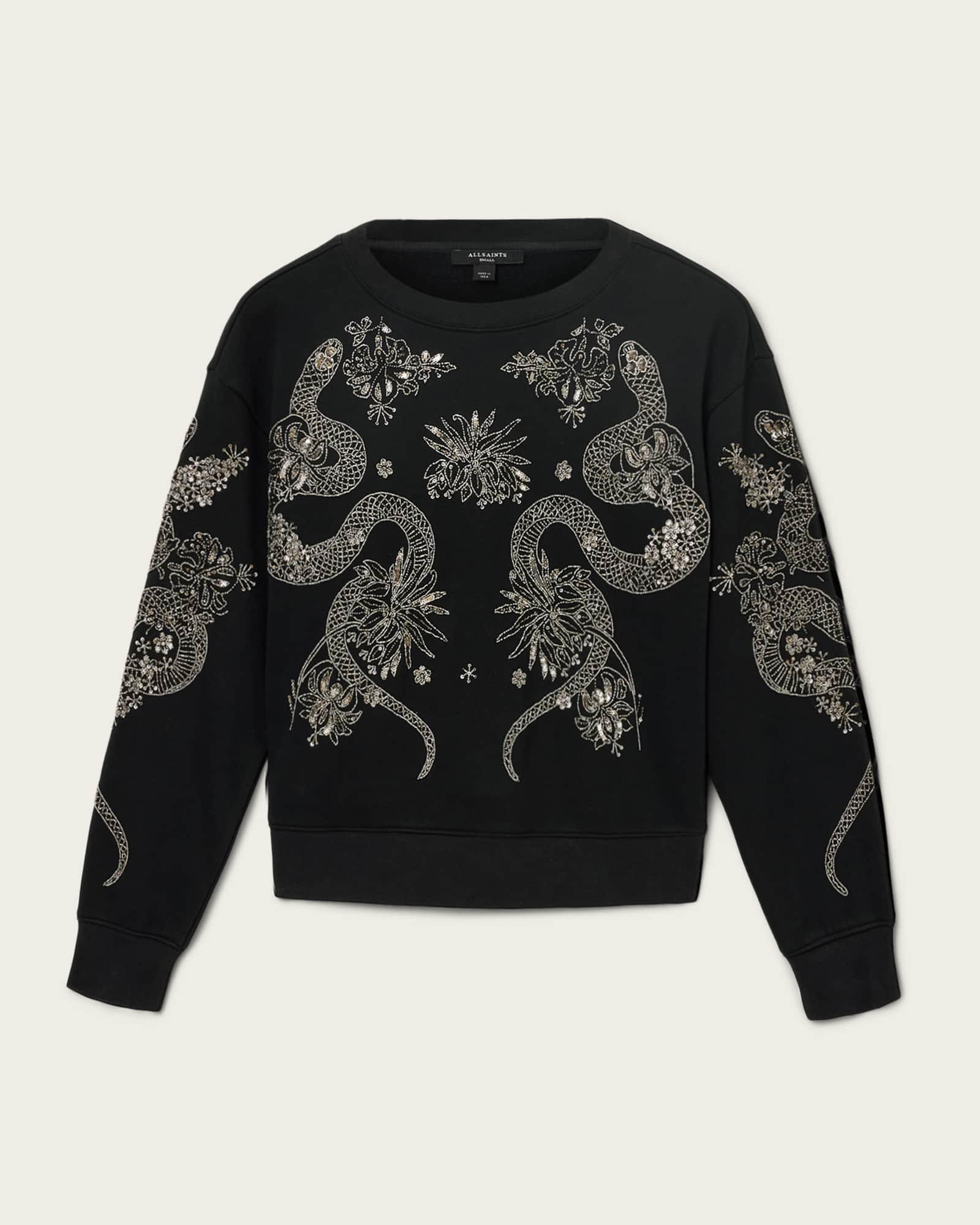 Cecile Embellished Pippa Sweatshirt Black | ALLSAINTS US Product Image