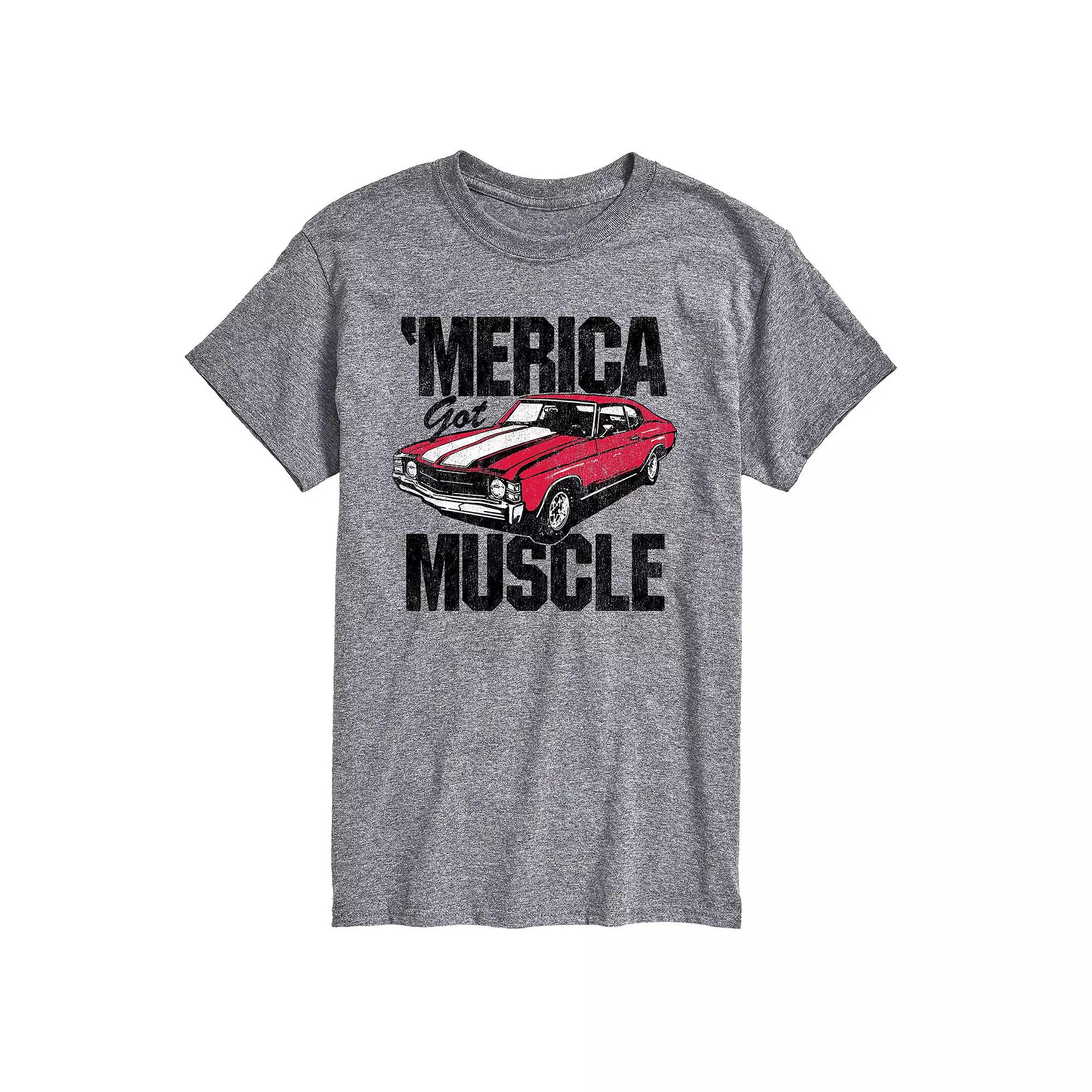 Men's 'Merica Got Muscle Car Graphic Tee, Size: XS, Gray Product Image
