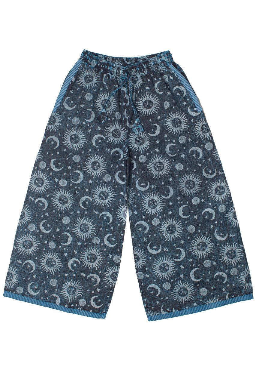 Striped Trim Wide Leg Celestial Print Pants Product Image