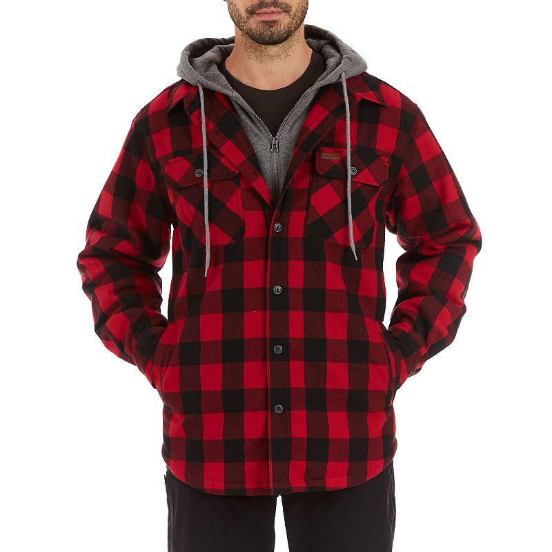 Mens Sherpa-Lined Hooded Flannel Shirt Jacket, Mens Product Image