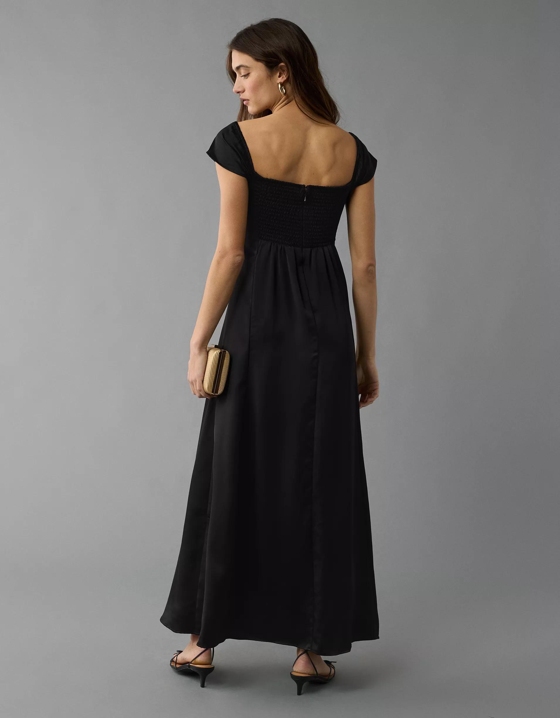AE Satin Sweetheart Off-The-Shoulder Maxi Dress Product Image