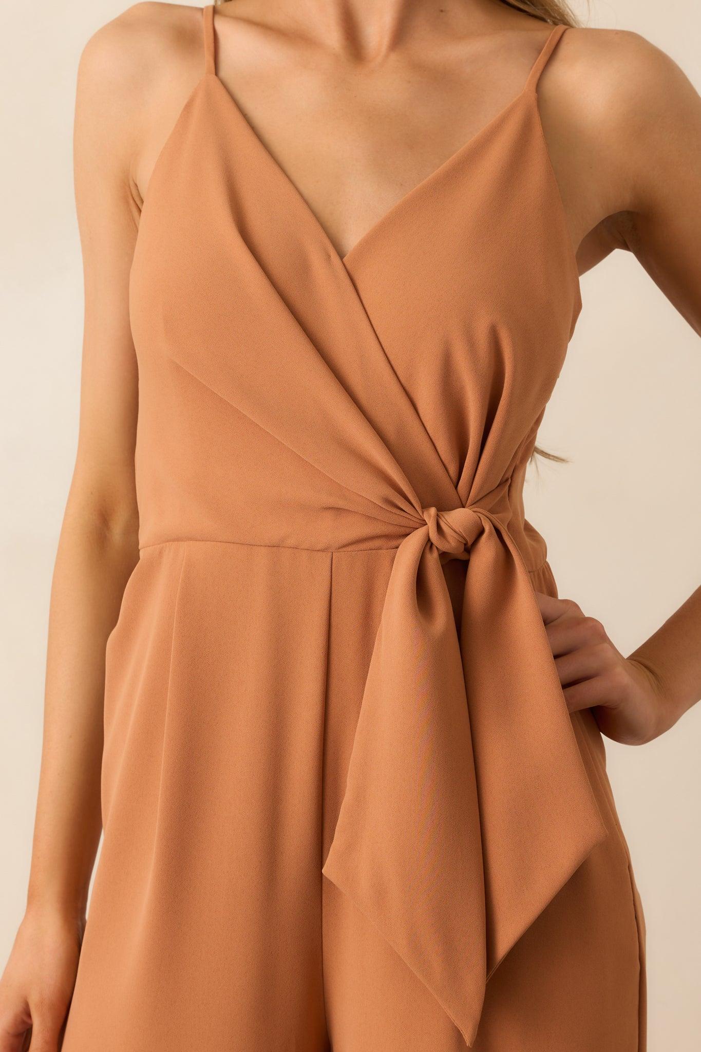 Make Every Day Count Light Clay Faux Wrap Jumpsuit Product Image