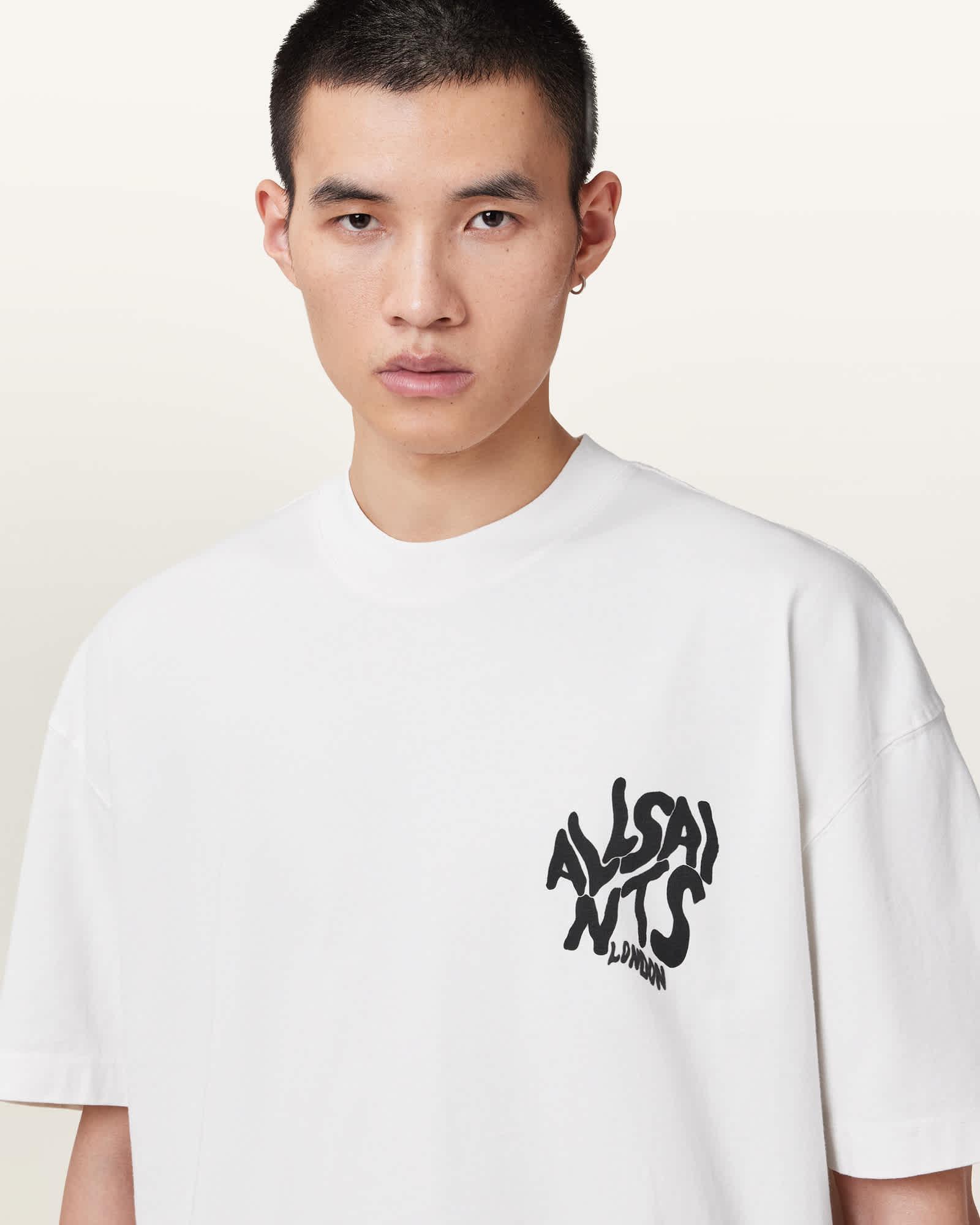 Orlando Logo Print Oversized T-Shirt ASHEN WHITE | ALLSAINTS US Product Image