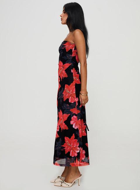 Celik Strapless Maxi Dress Black / Floral Product Image