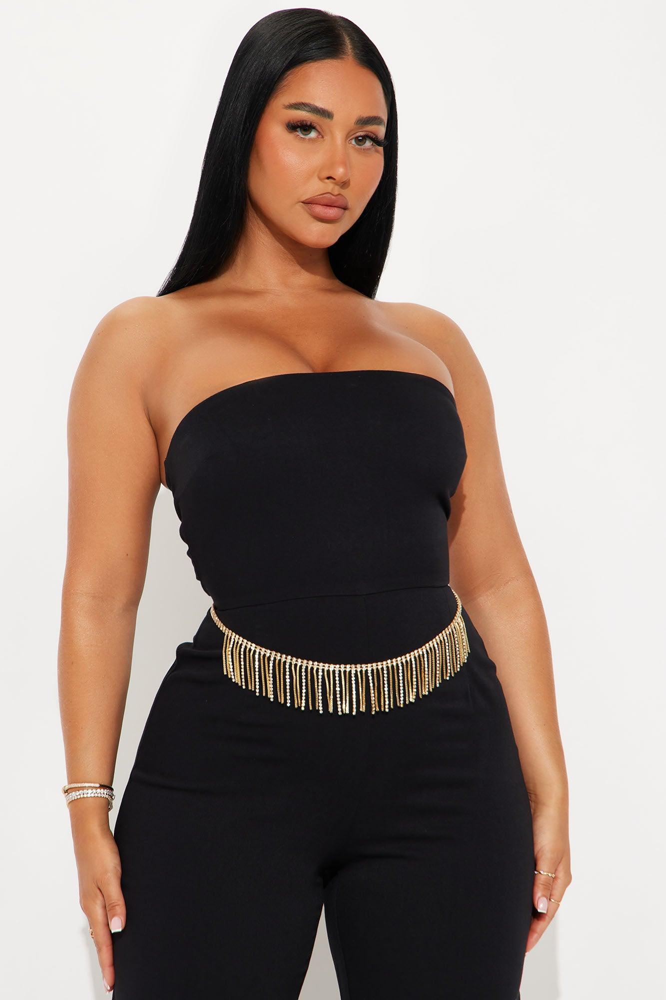 Stop And Stare Rhinestone Chain Belt - Gold Female Product Image