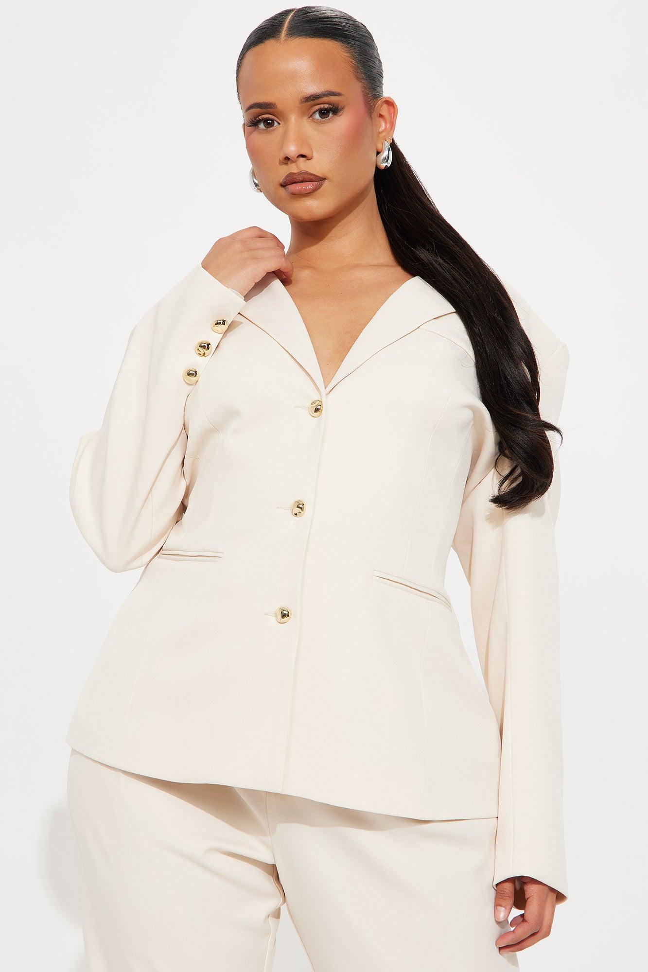 I Rest My Case Fitted Waist Blazer Set - Cream Product Image