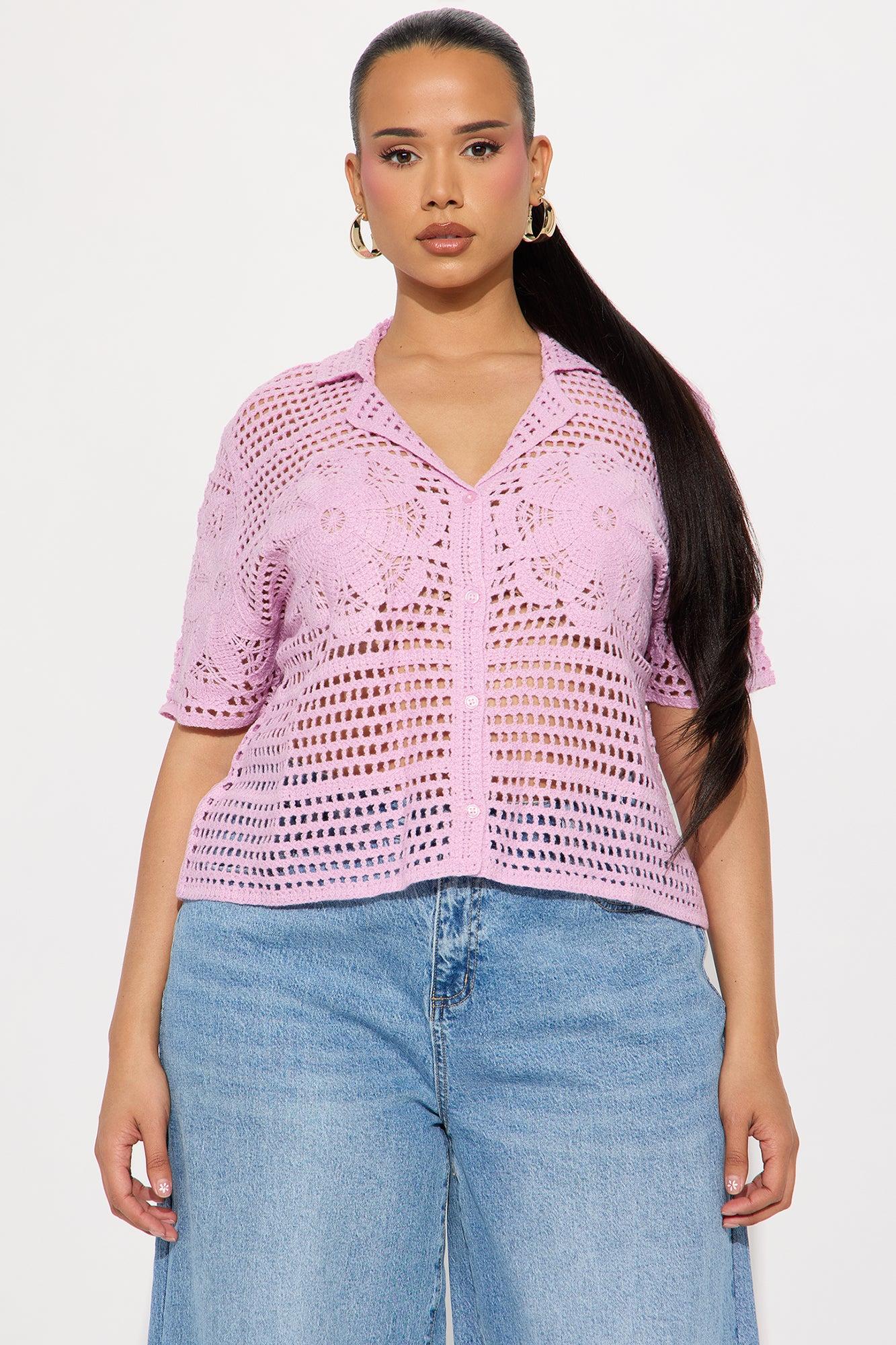 Raina Crochet Shirt - Lavender Product Image