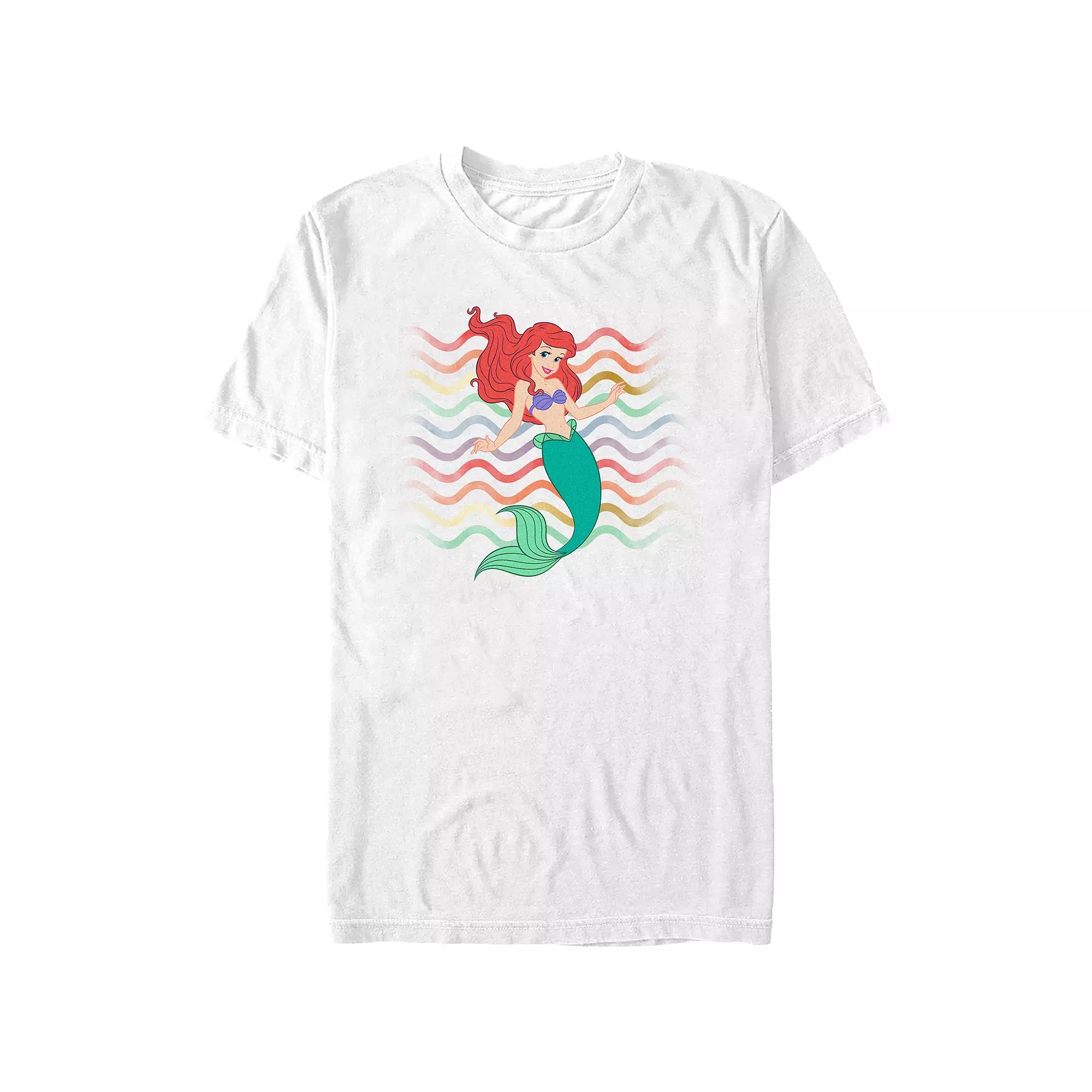 Disney's The Little Mermaid Juniors' Ariel Wavy Stripes Background Boyfriend Graphic Tee, Women's,  Product Image