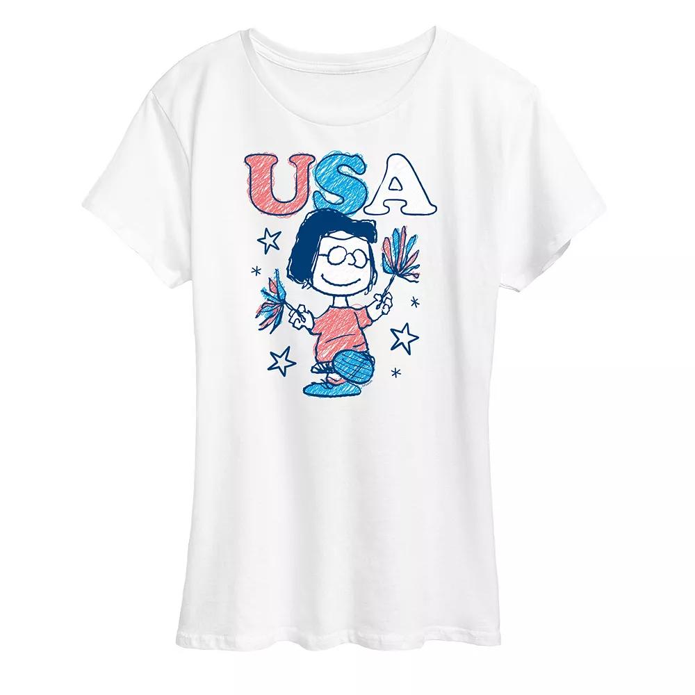 Women's Peanuts Marcie Pom Pom USA Graphic Tee,  Product Image