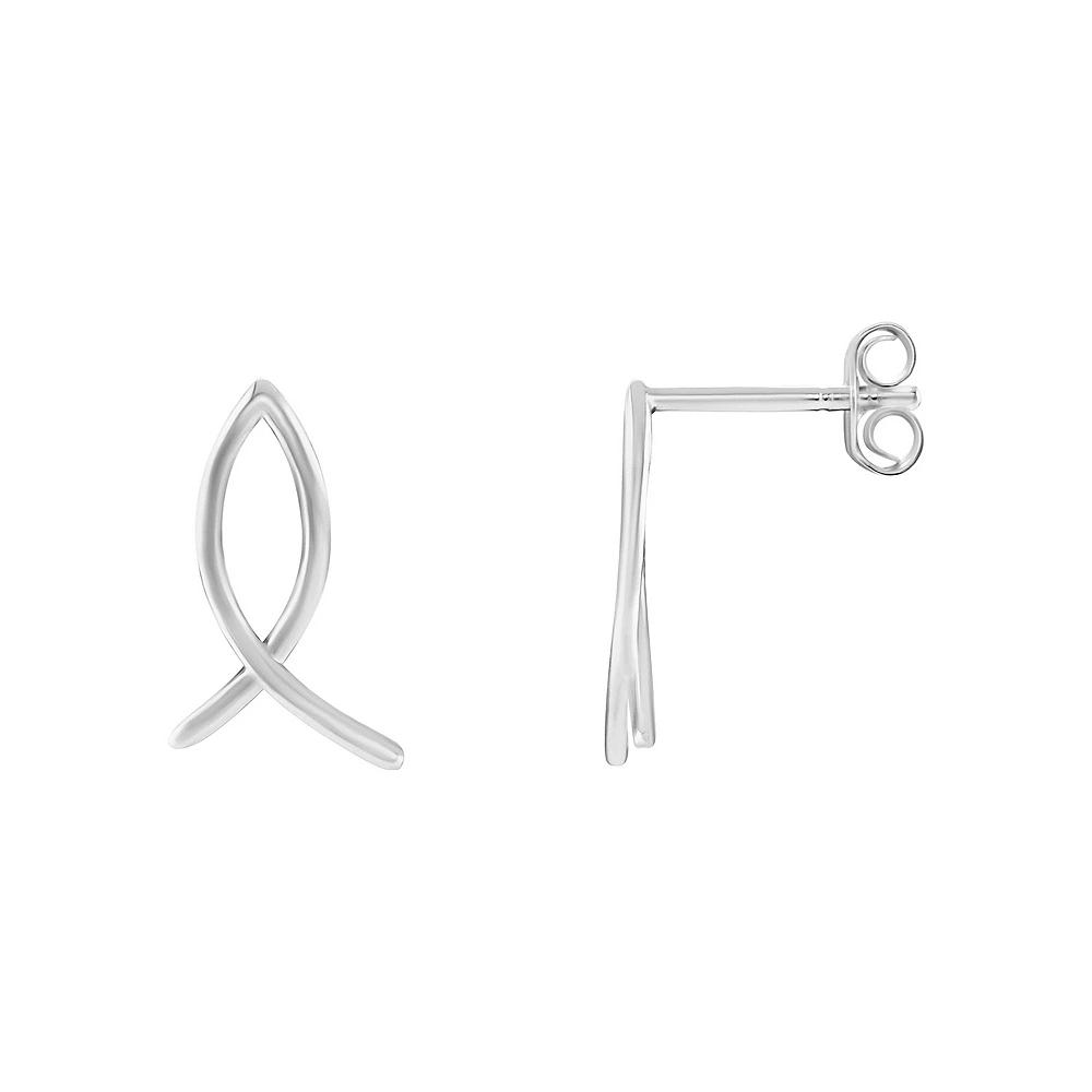 PRIMROSE Sterling Silver Polished Fish Stud Earrings, Women's Product Image