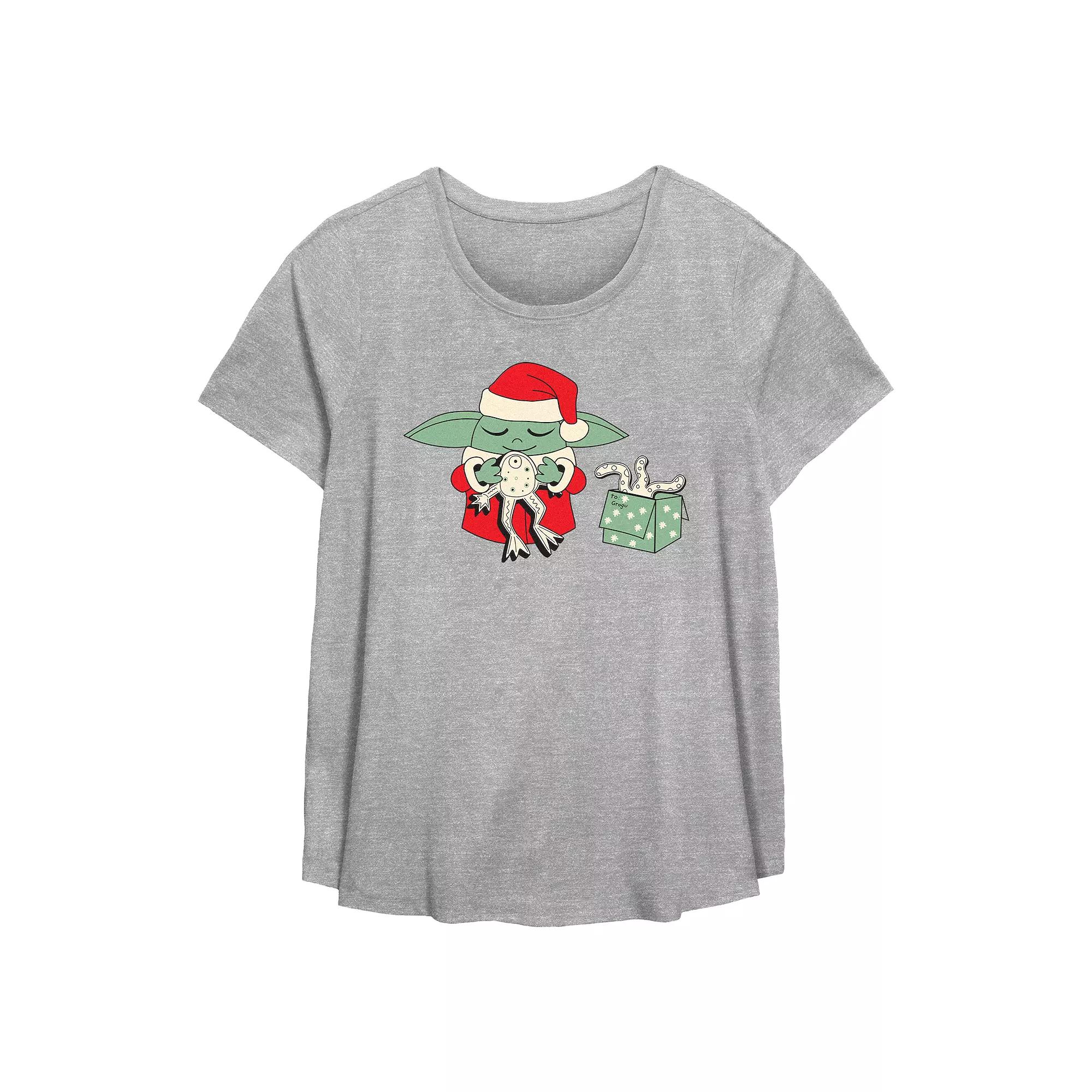 Plus Size Star Wars The Mandalorian Grogu Froggy Present Flowy Graphic Tee, Women's, Size: 3XL, Grey Gray Product Image
