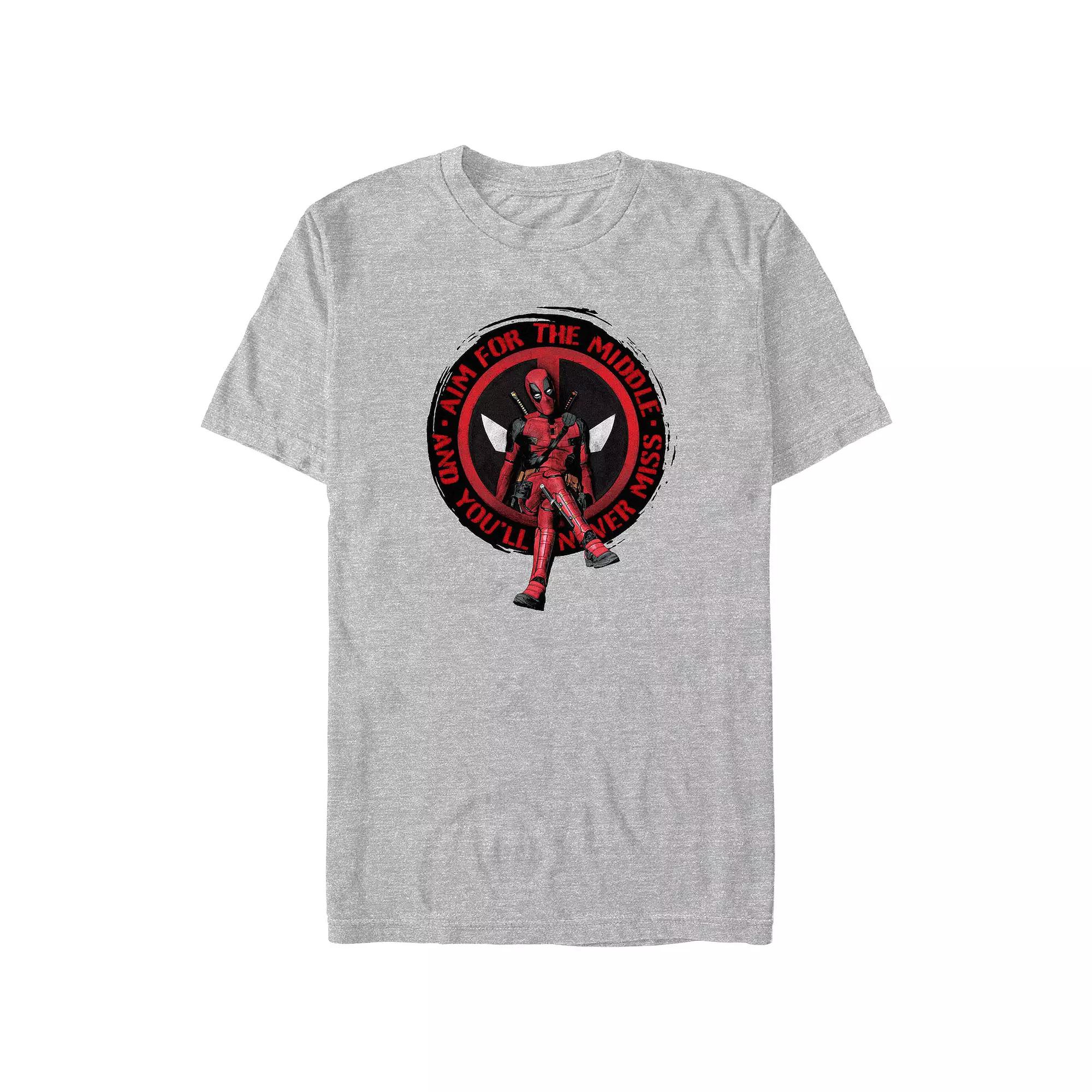 Big & Tall Marvel Deadpool Aim For The Middle Graphic Tee, Men's, Size: 3XL Tall, Athletic Grey Product Image