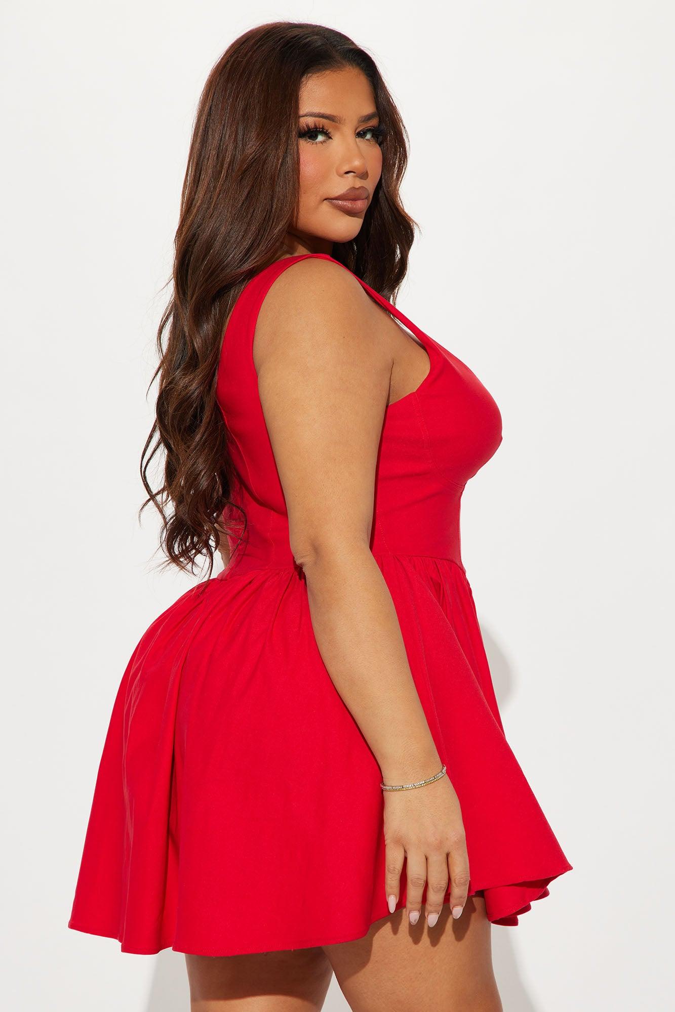 Valentine Twill Mini Dress - Red Product Image