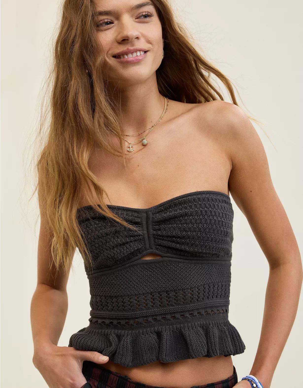 Aerie Peplum Sweater Tube Top Product Image