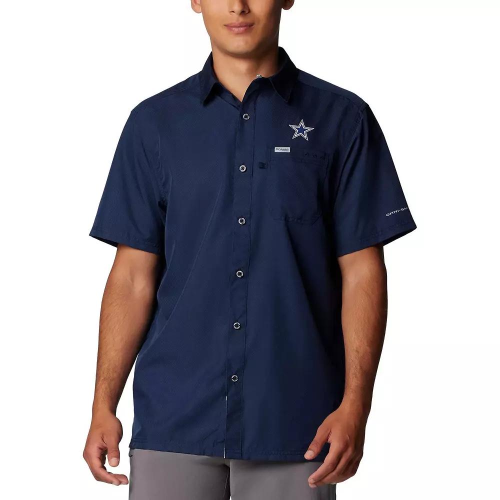 Men's Columbia Navy Dallas Cowboys Slack Tide Omni-Shade Button-Up Camp Shirt,  Product Image