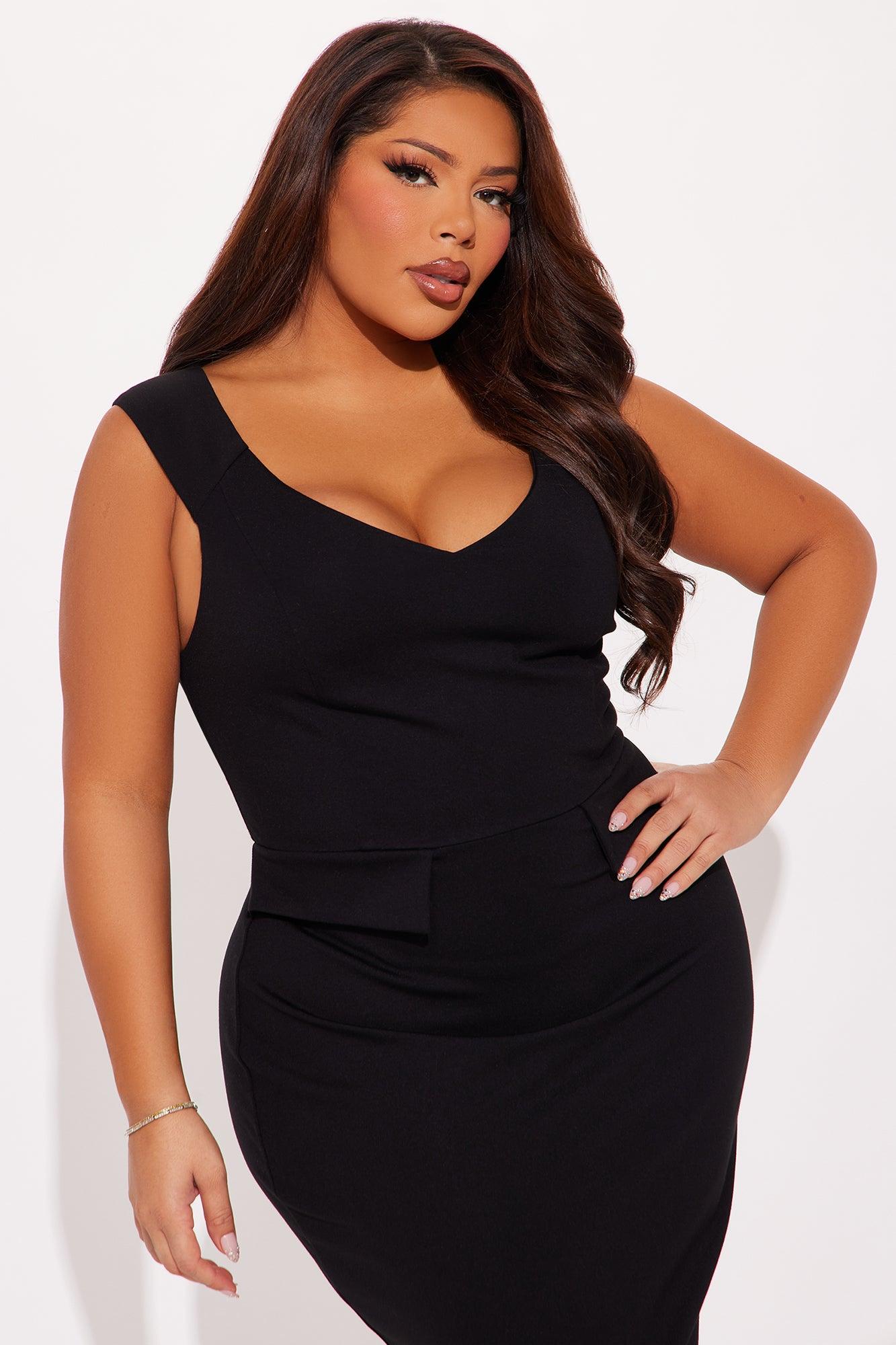 Katherine Ponte Midi Dress - Black Product Image