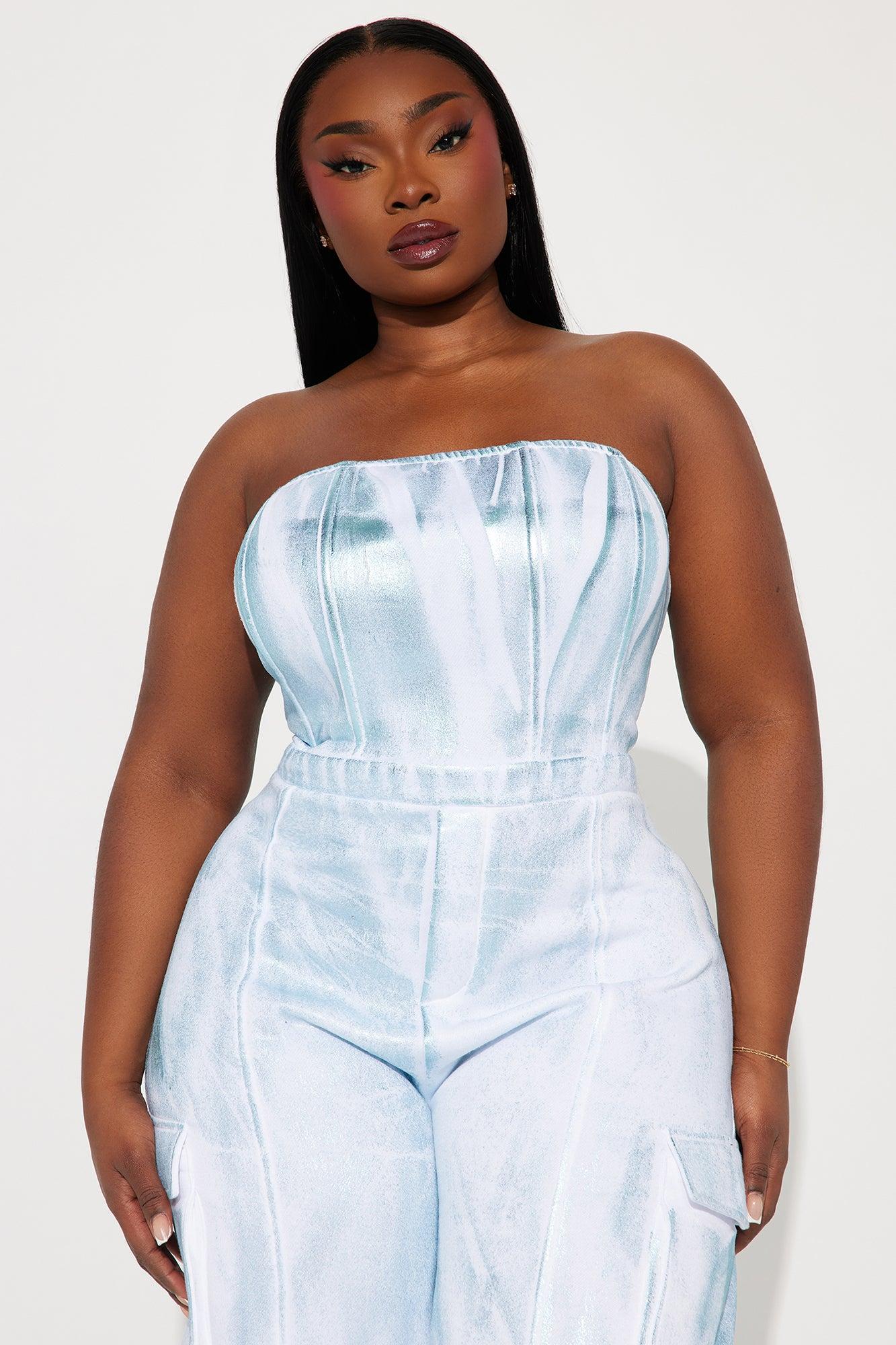 Inde Metallic Jumpsuit - White/Blue Product Image
