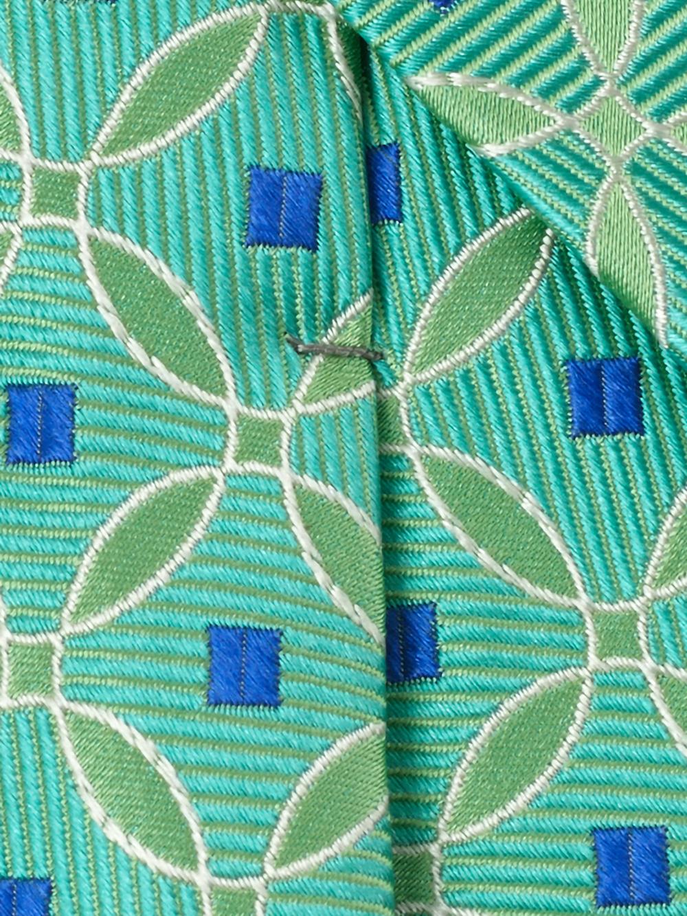 Geometric Woven Silk Tie - Green/blue Product Image