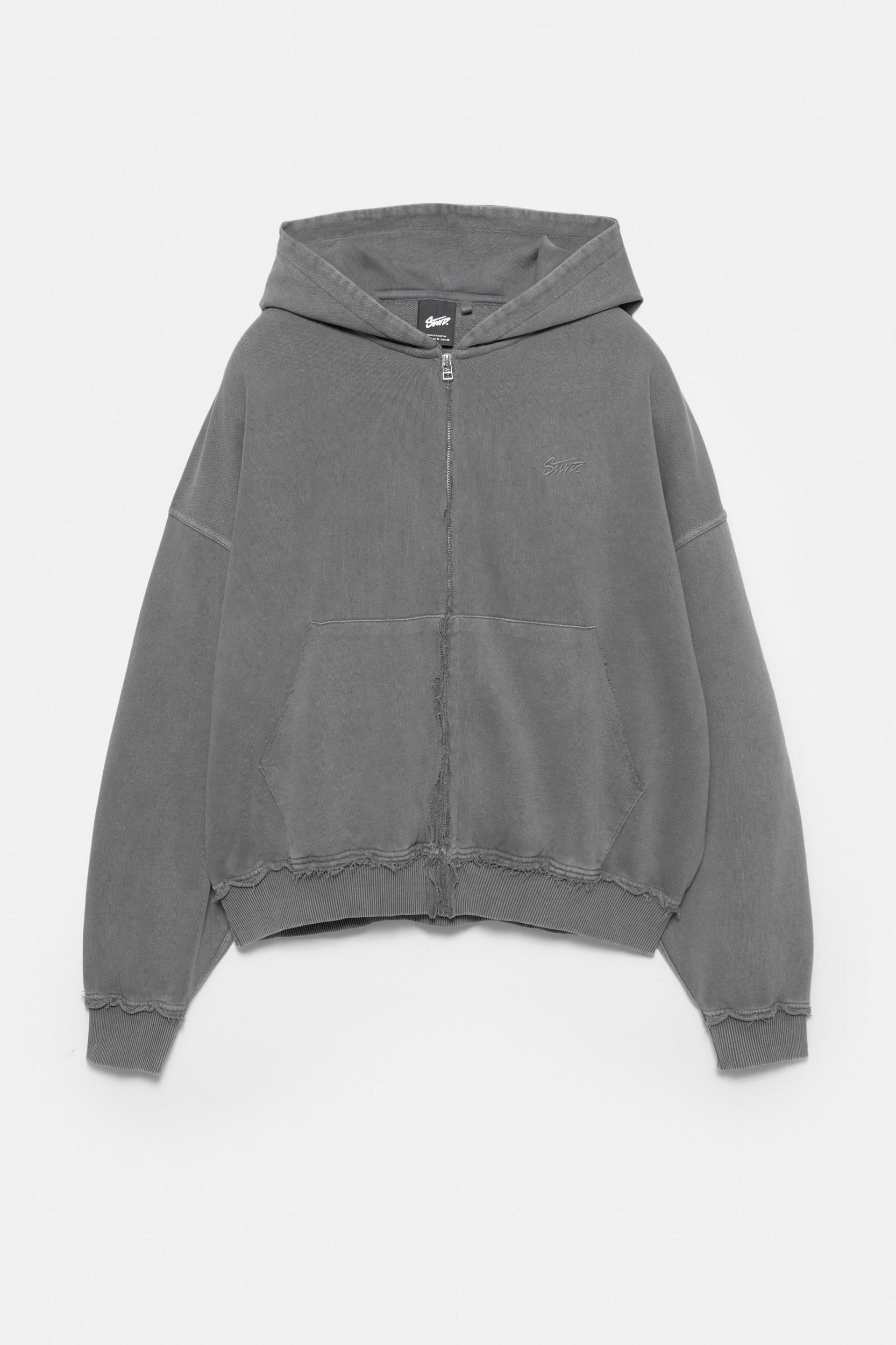 Frayed zip-up hoodie Product Image