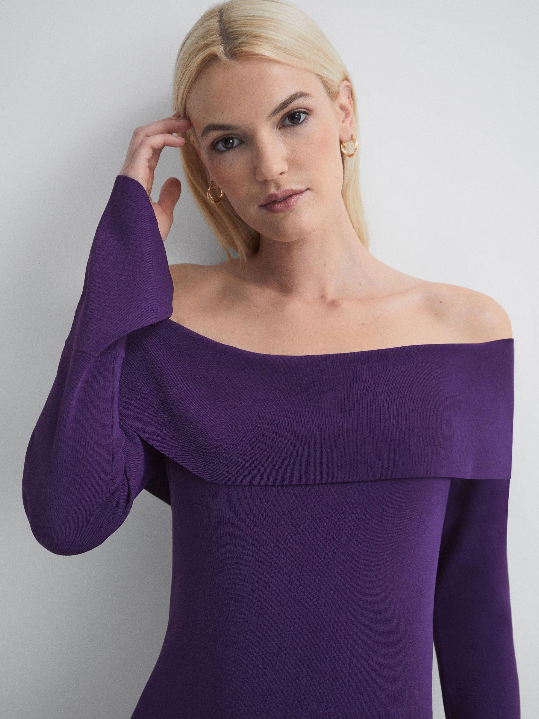 Florere Knitted Strapless Maxi Dress in Dark Purple Product Image