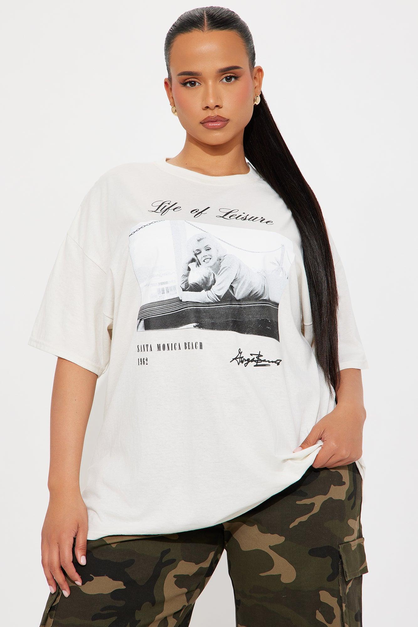 Marilyn Monroe Life Of Leisure Oversized Tee - Cream Product Image