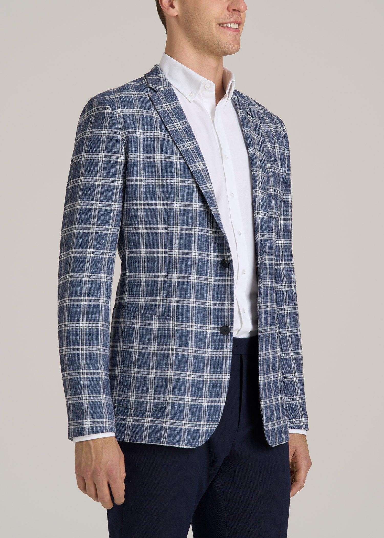 Core Blazer for Tall Men in Navy Check Male Product Image