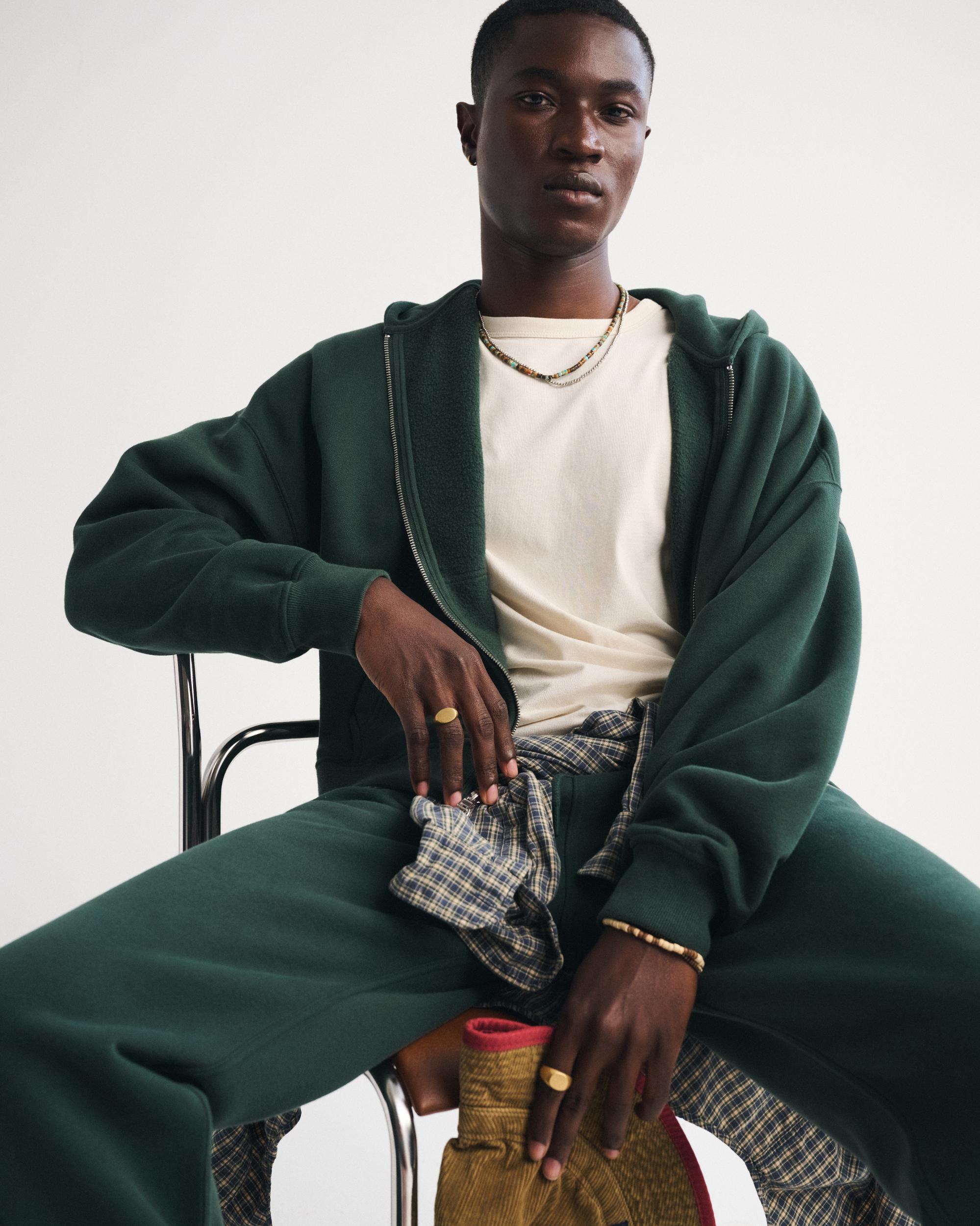 Cropped Essential Full-Zip Hoodie Product Image