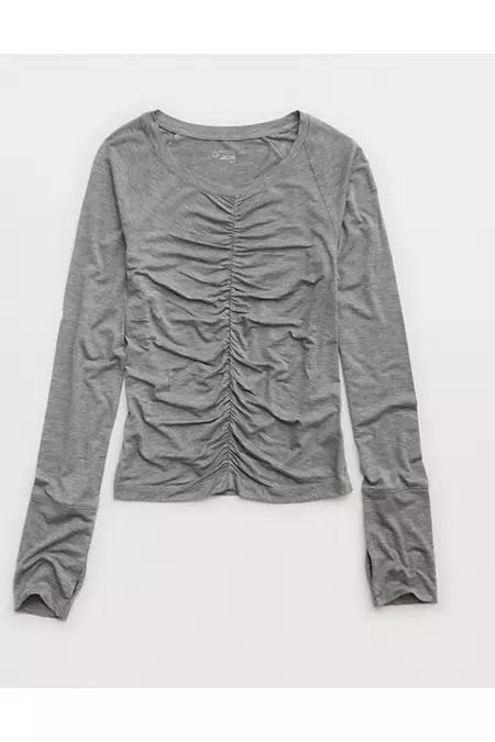OFFLINE By Aerie Thumbs Up Ruched Long Sleeve T-Shirt Women's Product Image