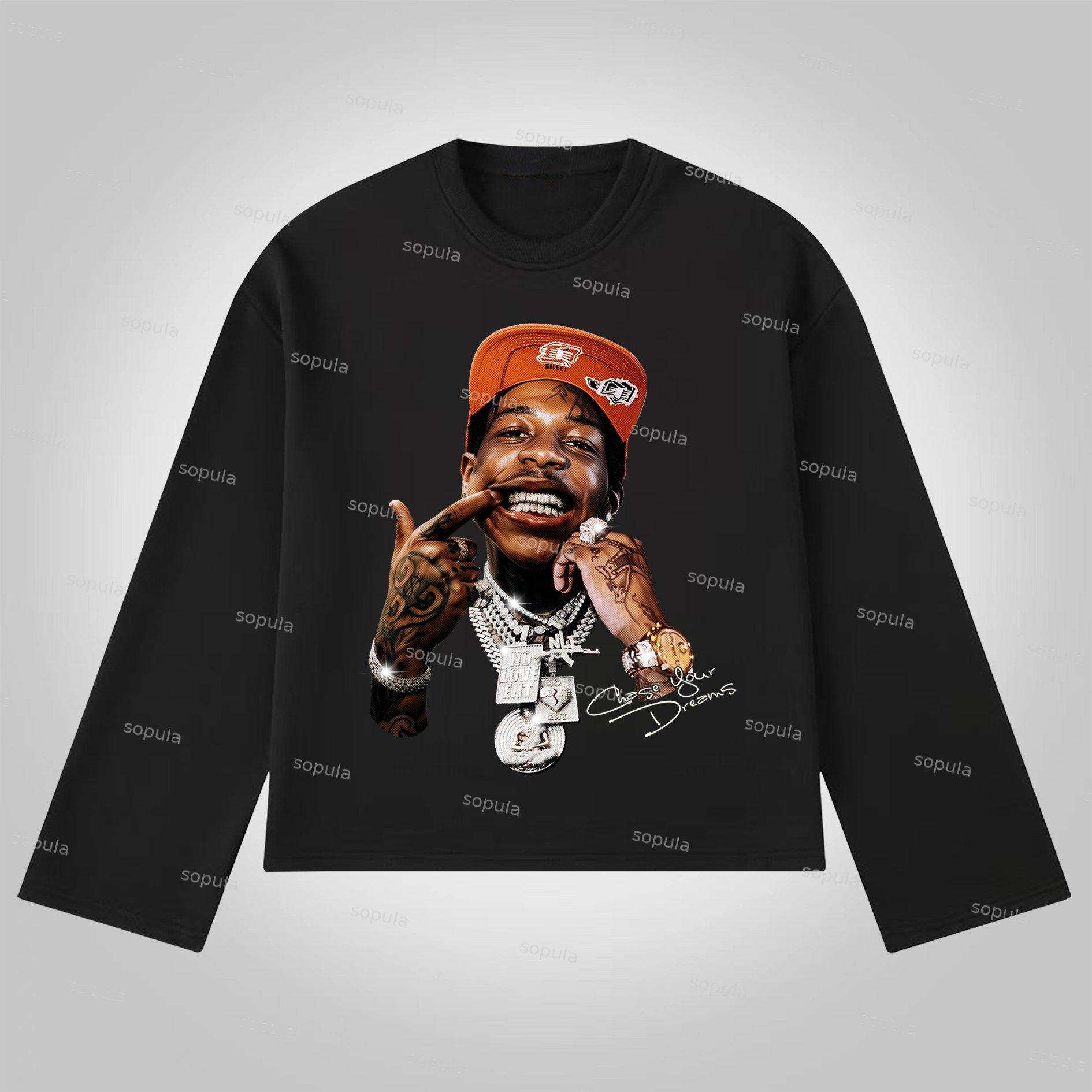 Sopula Portrait Graphics Of Street Fashion Figures Cotton Long Sleeve T-Shirt Product Image