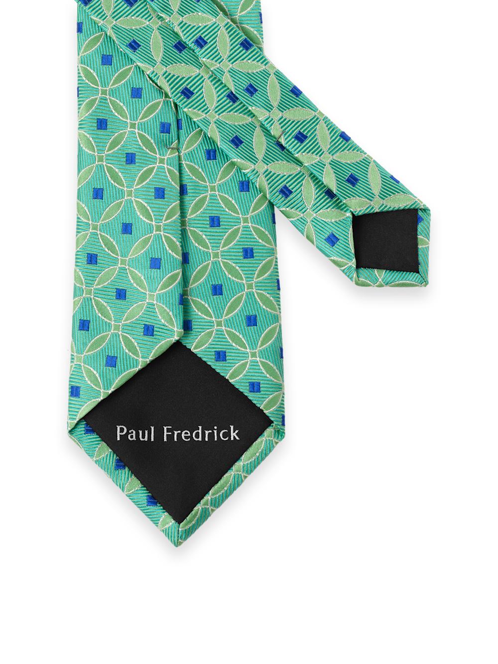 Geometric Woven Silk Tie - Green/blue Product Image