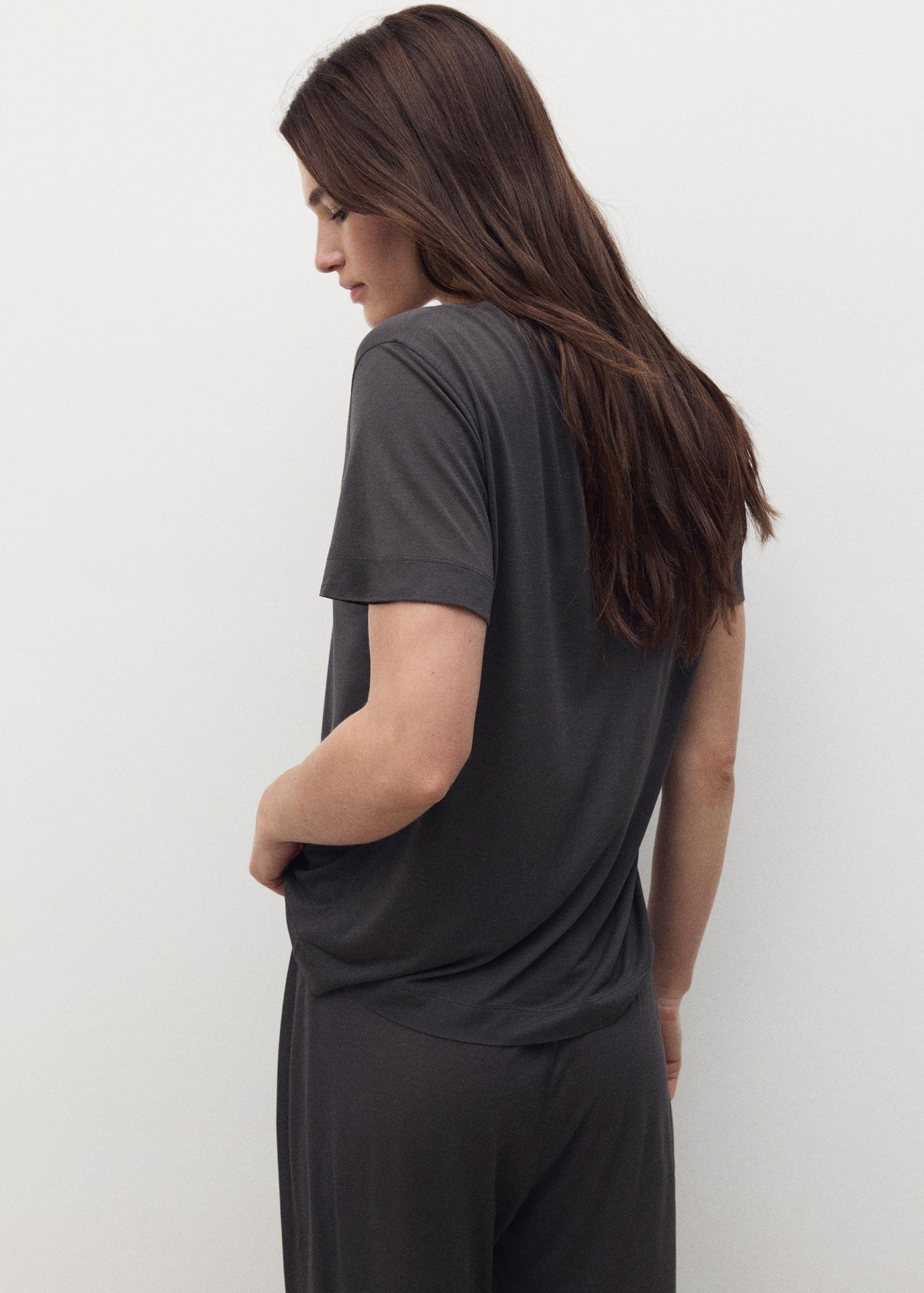 Short-sleeved micro-modal pajama top - Women | MANGO USA Product Image