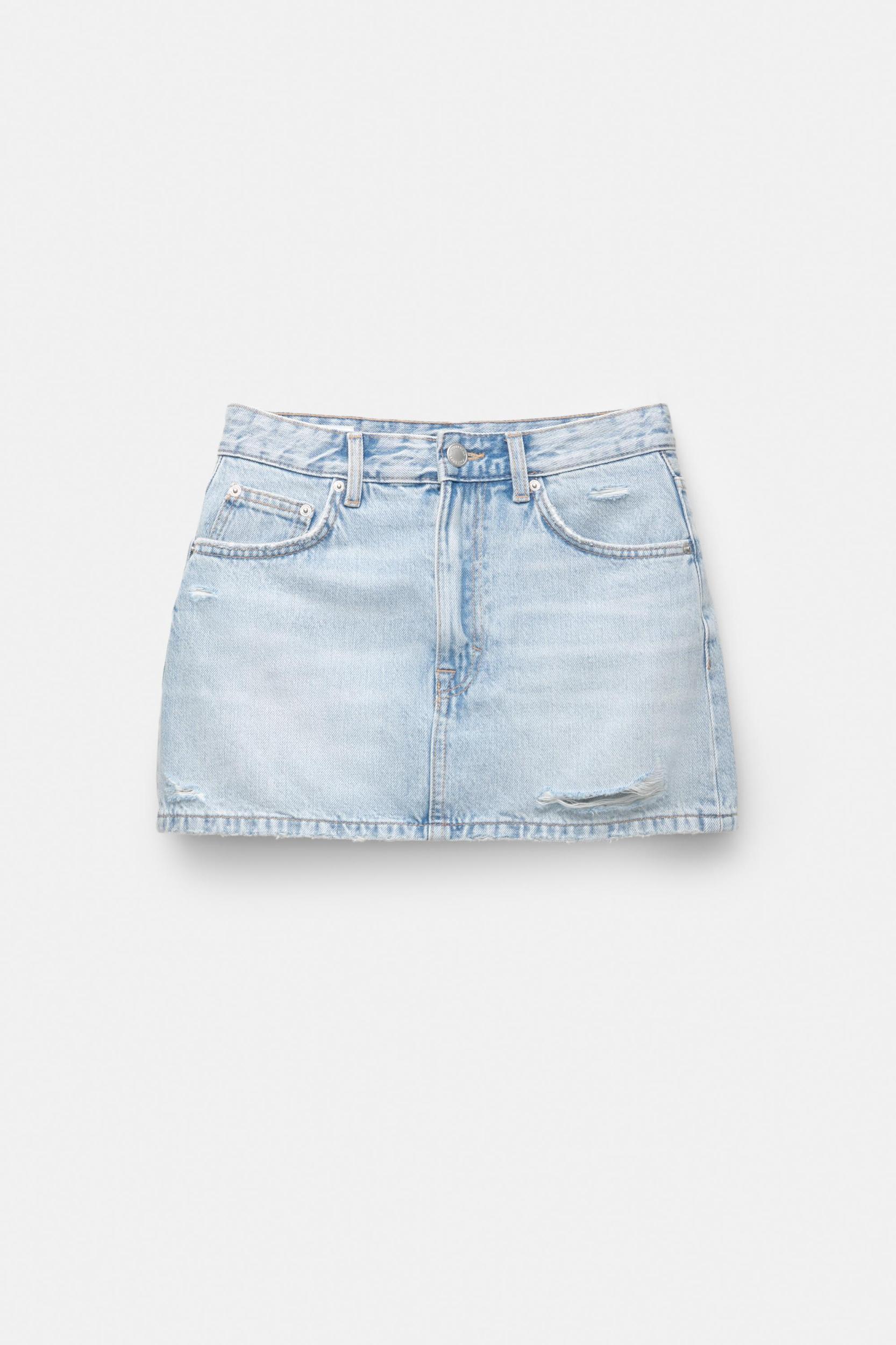 Ripped denim mini skirt Product Image