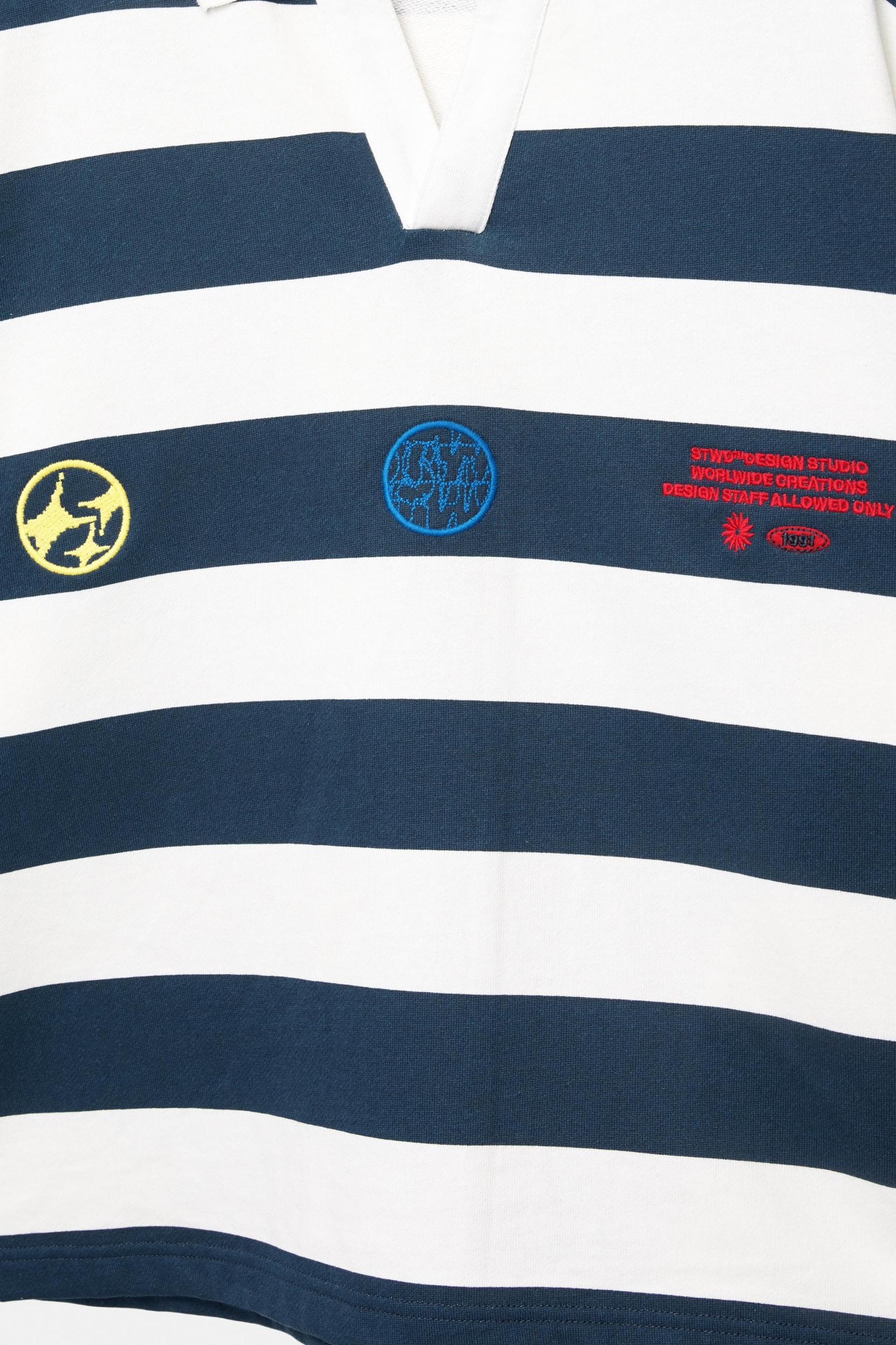 Embroidered striped short sleeve polo shirt Product Image