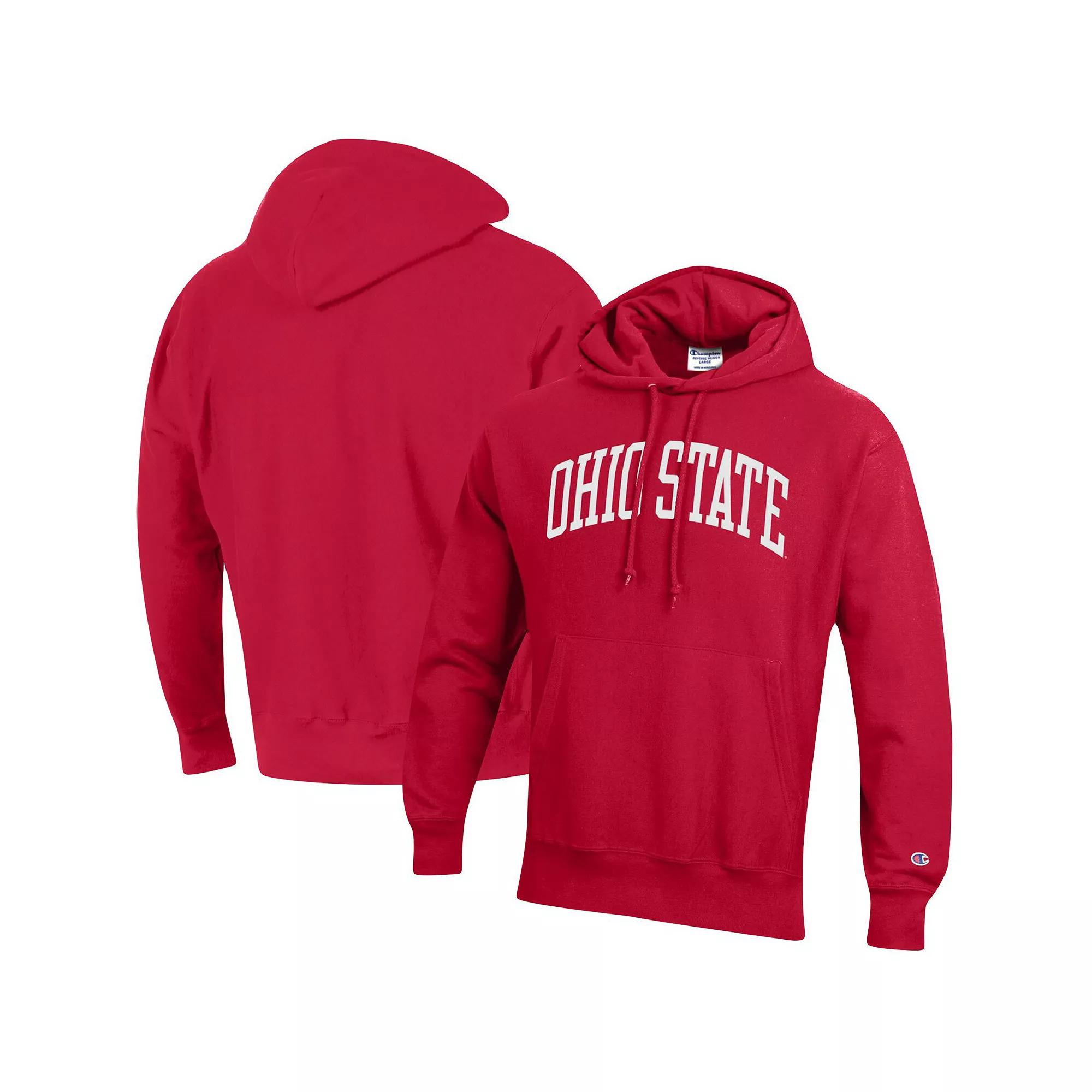 Men's Champion Scarlet Ohio State Buckeyes Team Arch Reverse Weave Pullover Hoodie, Size: Small, Red Product Image