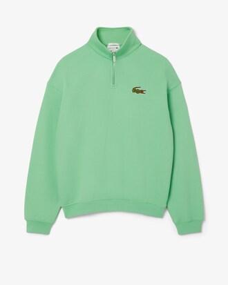 Loose Fit Zip Neck Badge Accent Sweatshirt Product Image