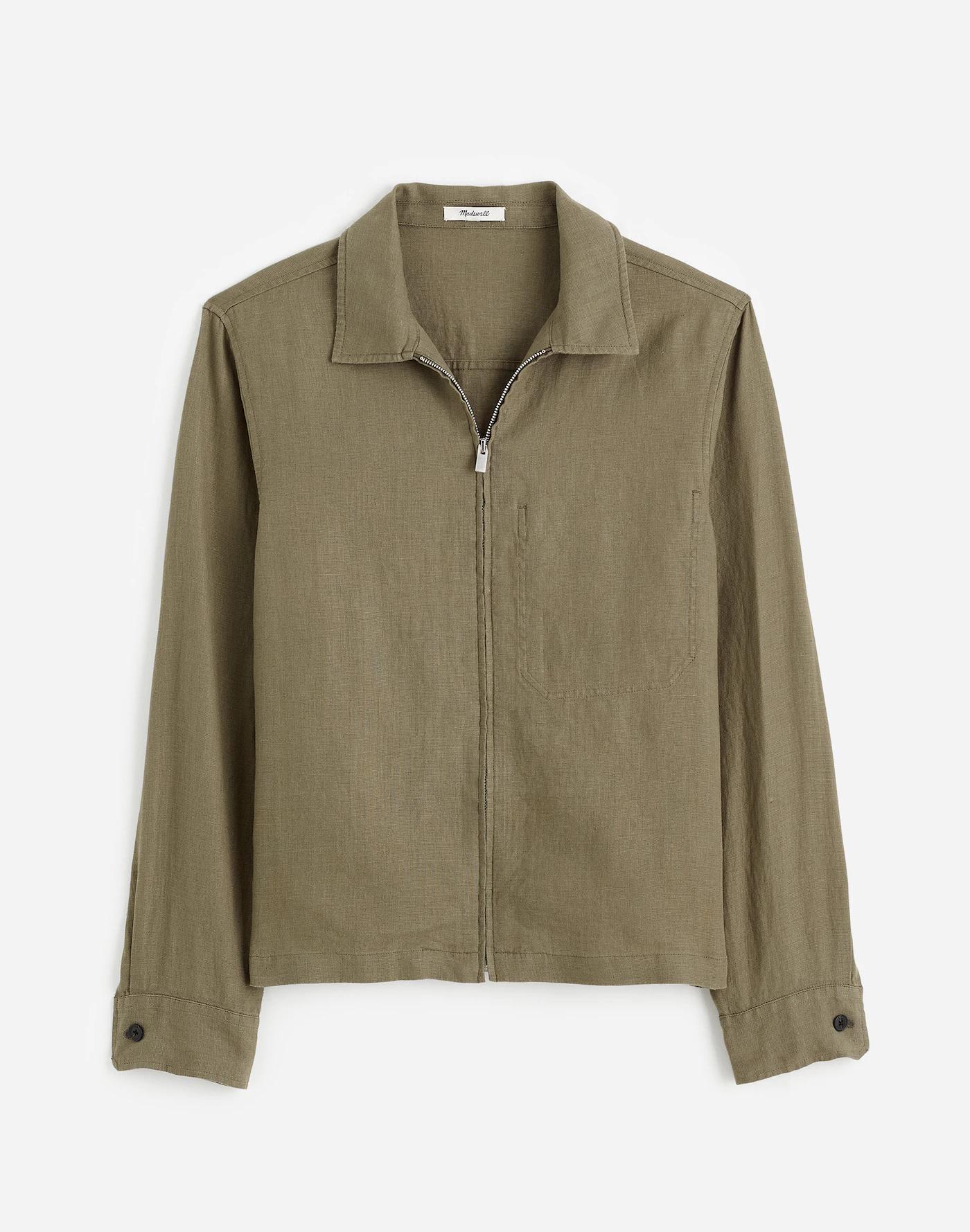 Linen Zip-Front Shirt Jacket Product Image