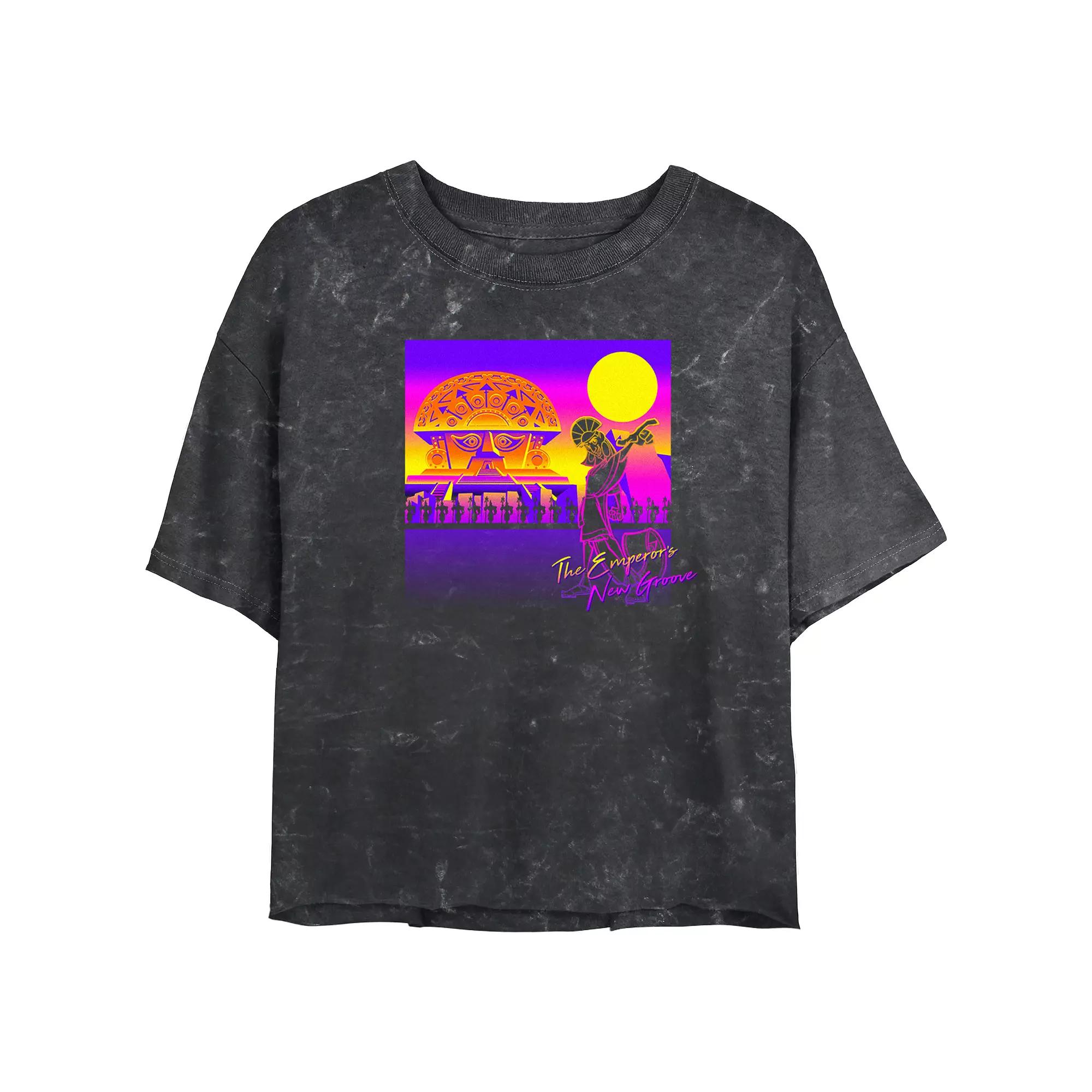 Disney's The Emperor New Groove Kuzco's Palace Juniors' Cropped Graphic Tee Top Mineral Wash Juniors' Graphic Tee, Women's,  Product Image